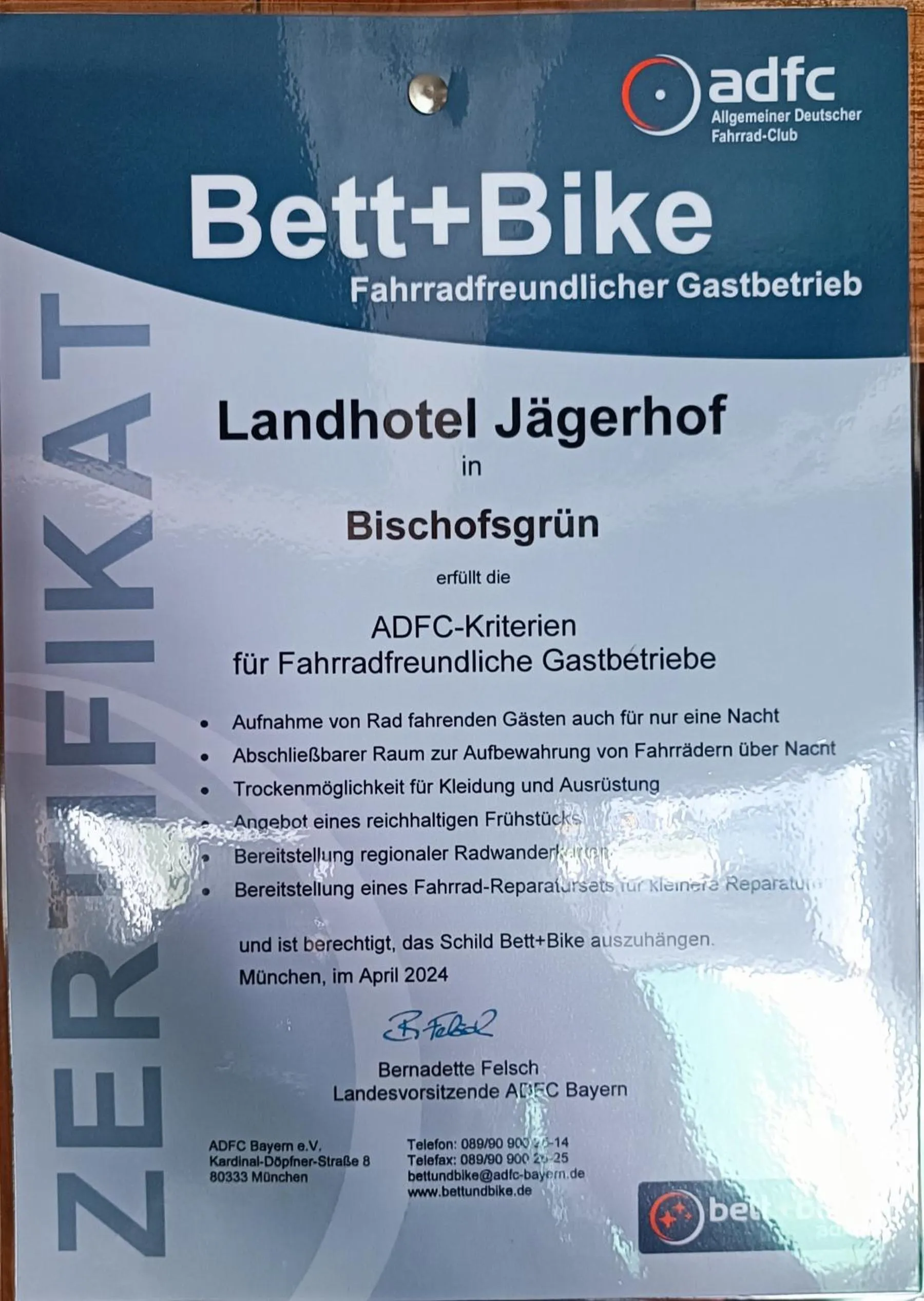Certificate/Award in Landhotel Jägerhof