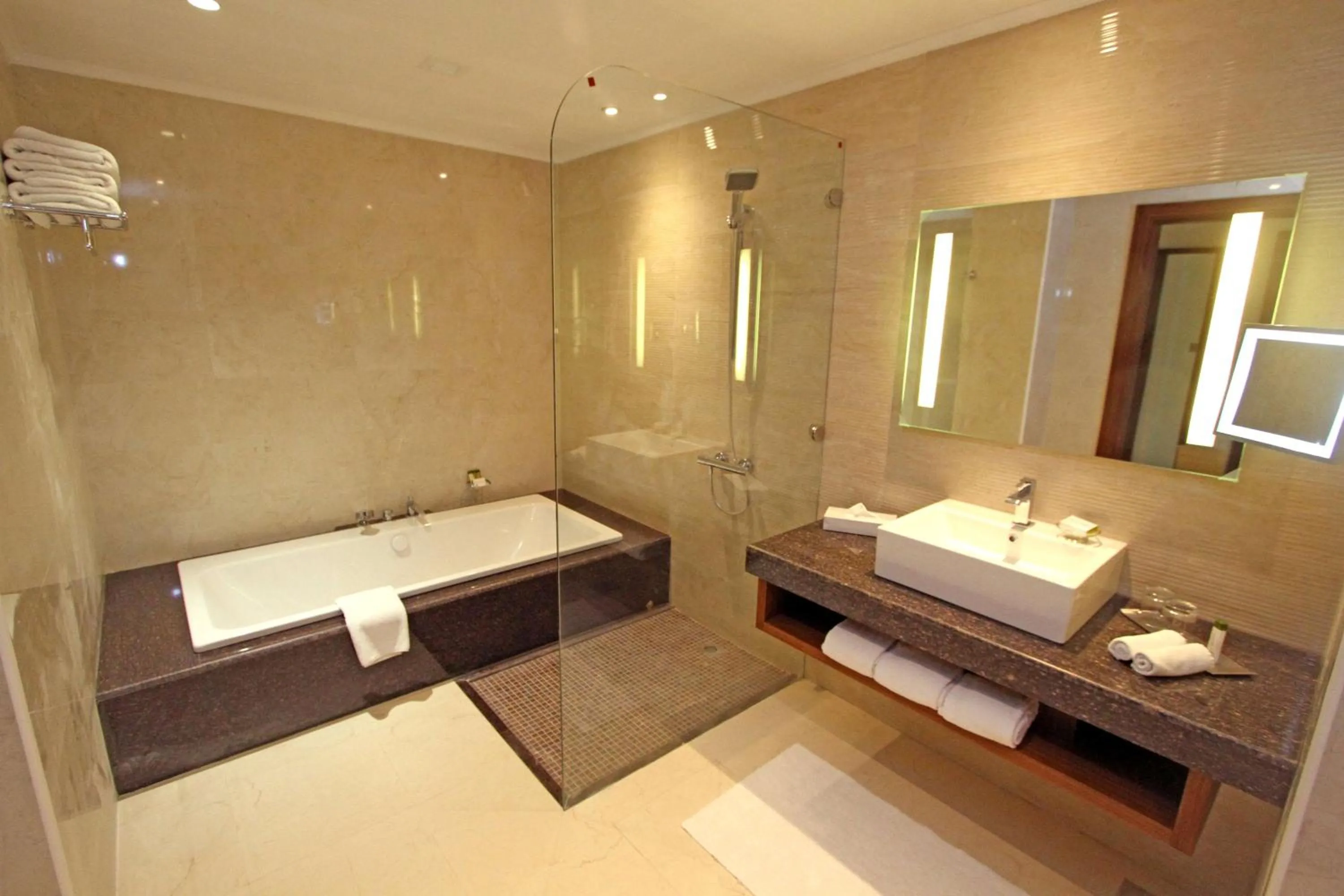 Bathroom, Bed in DoubleTree by Hilton Resort & Spa Marjan Island