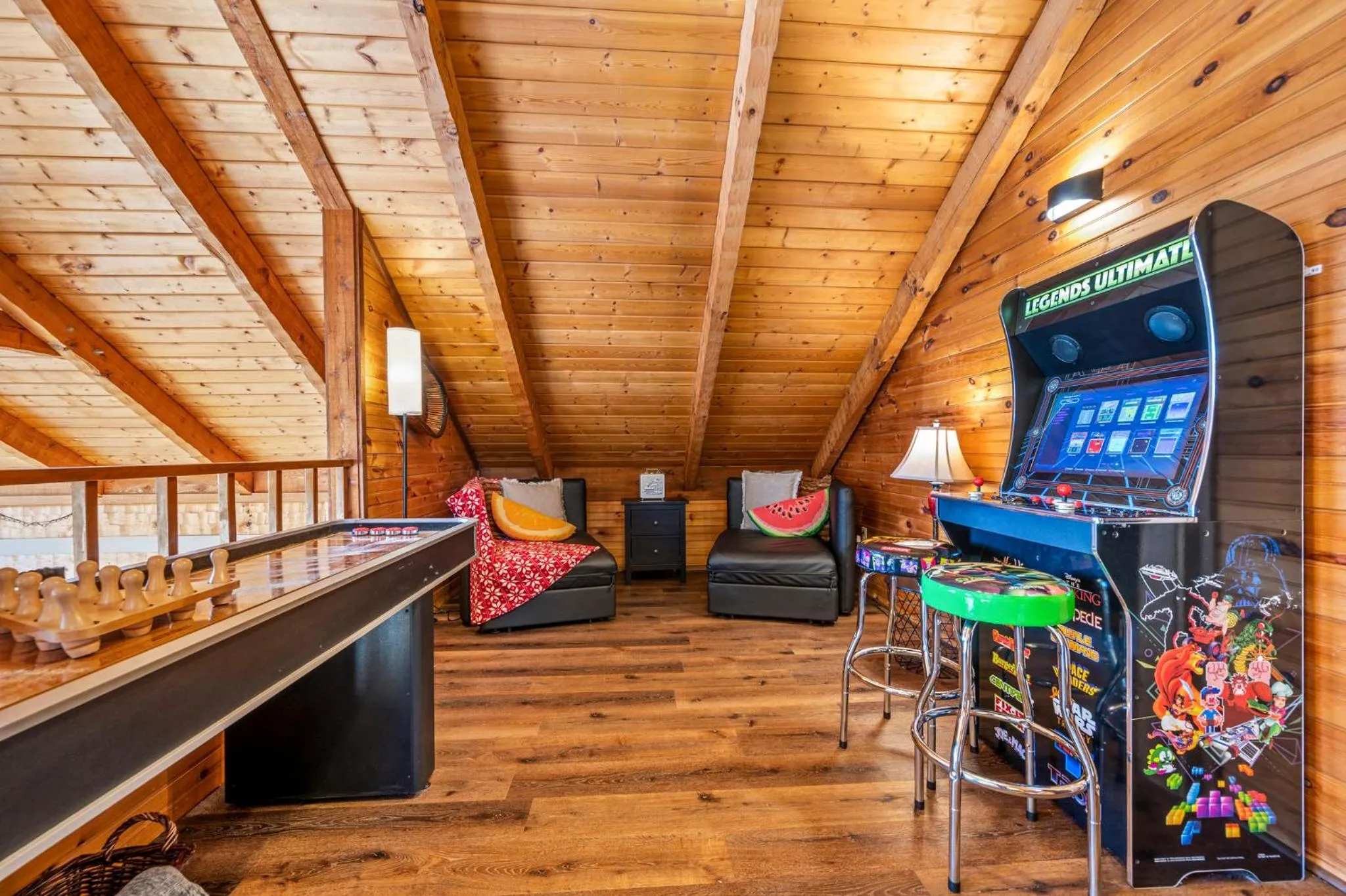 Game Room in Barenberg Cabin - Secluded Unobstructed Panoramic Smoky Mountains View with Two Master Suites, Loft Game Room, and Hot Tub