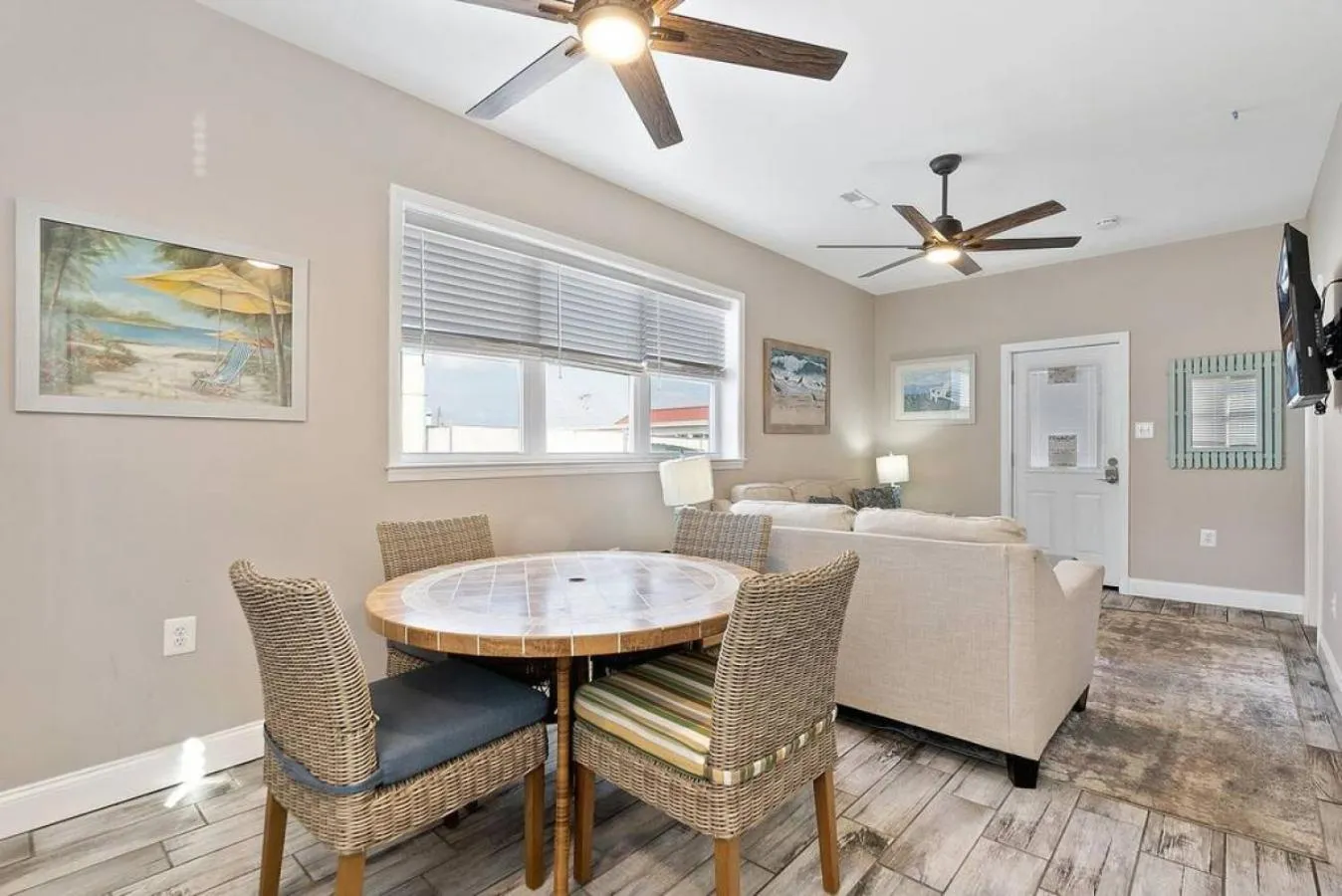 Dining area in Unit C back lower unit Surfers Hideway Parking Near Lighthouse