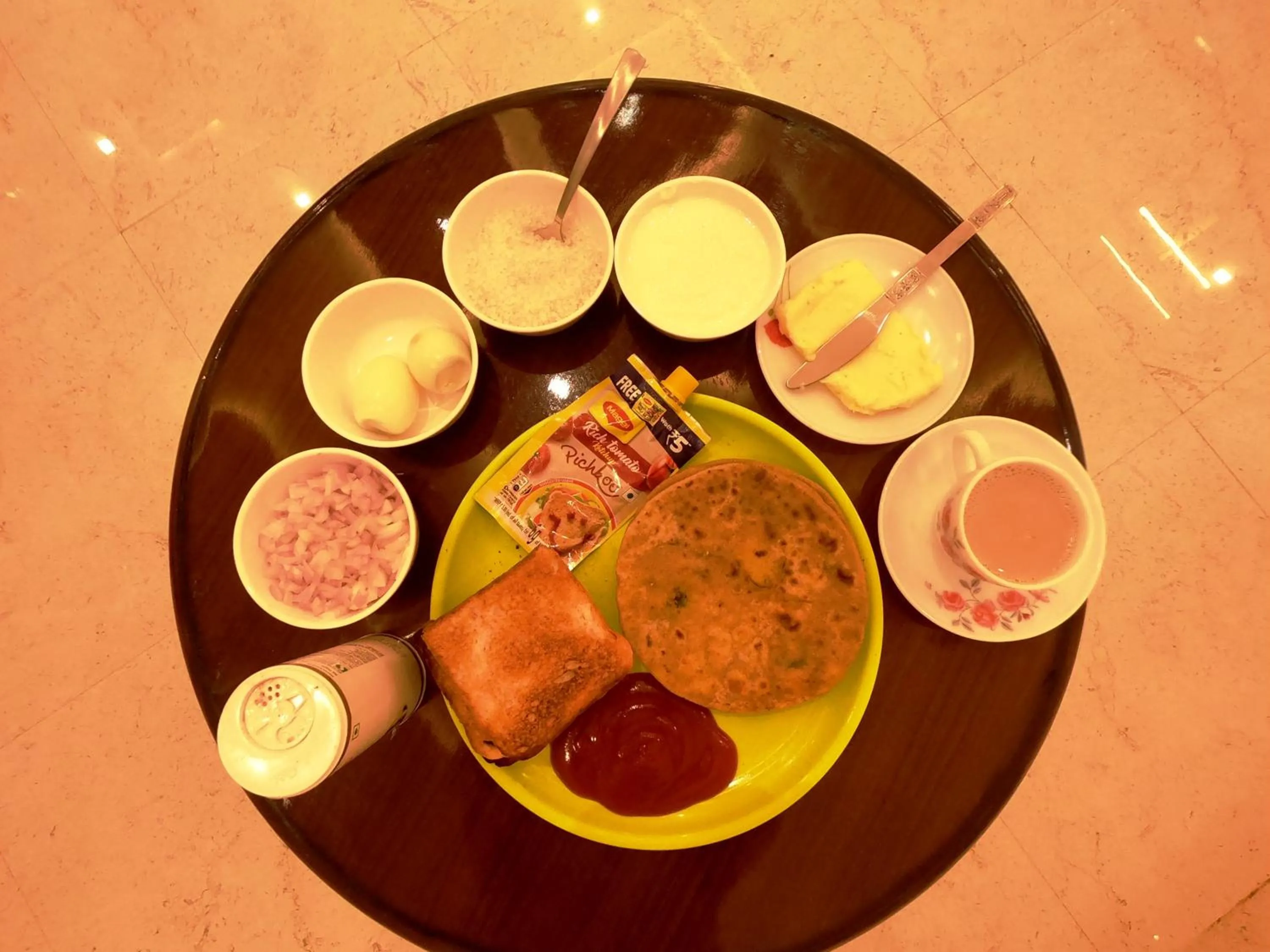 Breakfast in Hotel Buddha Park near Sarnath, Varanasi