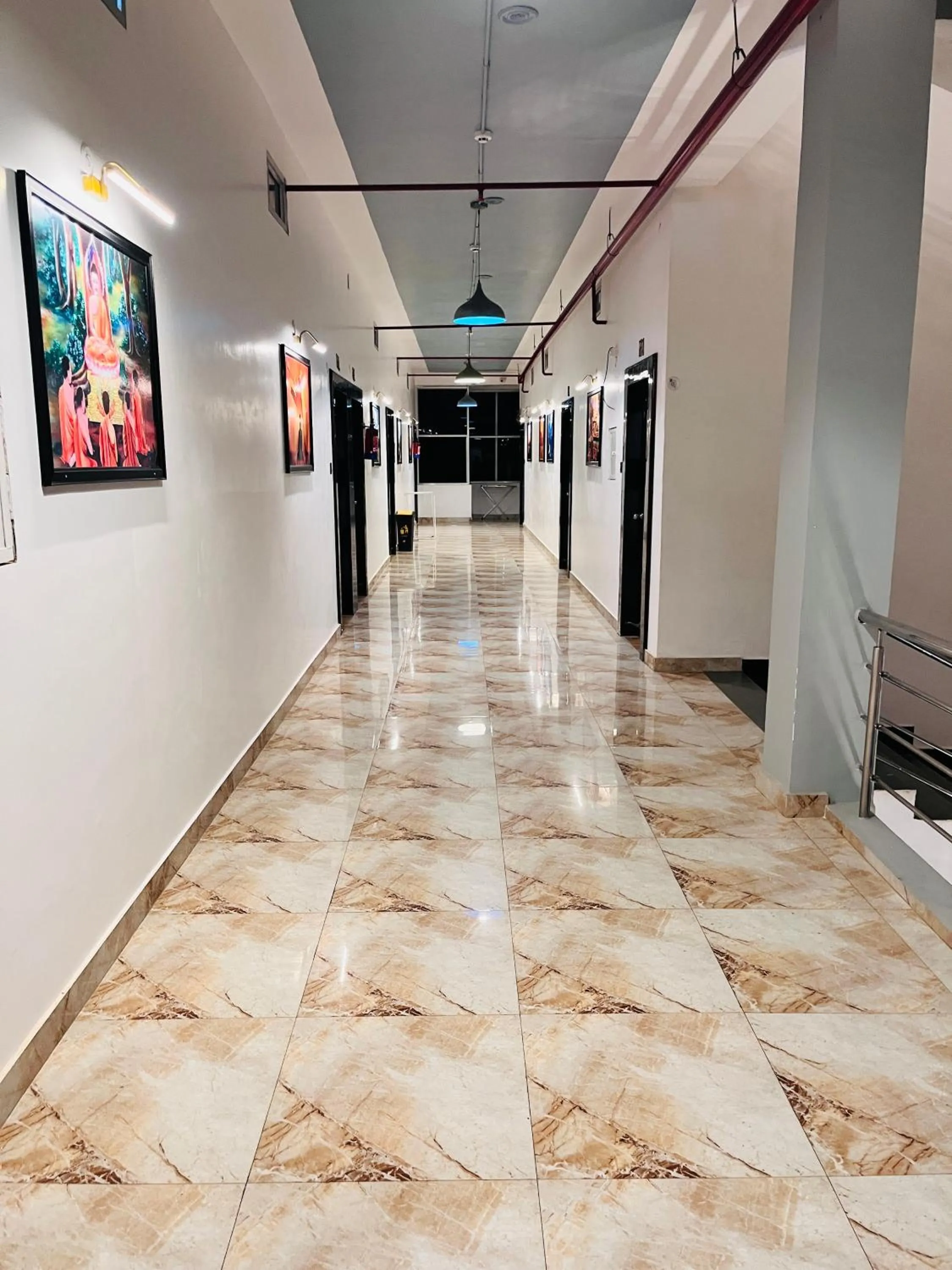 Inner courtyard view in Hotel Buddha Park near Sarnath, Varanasi