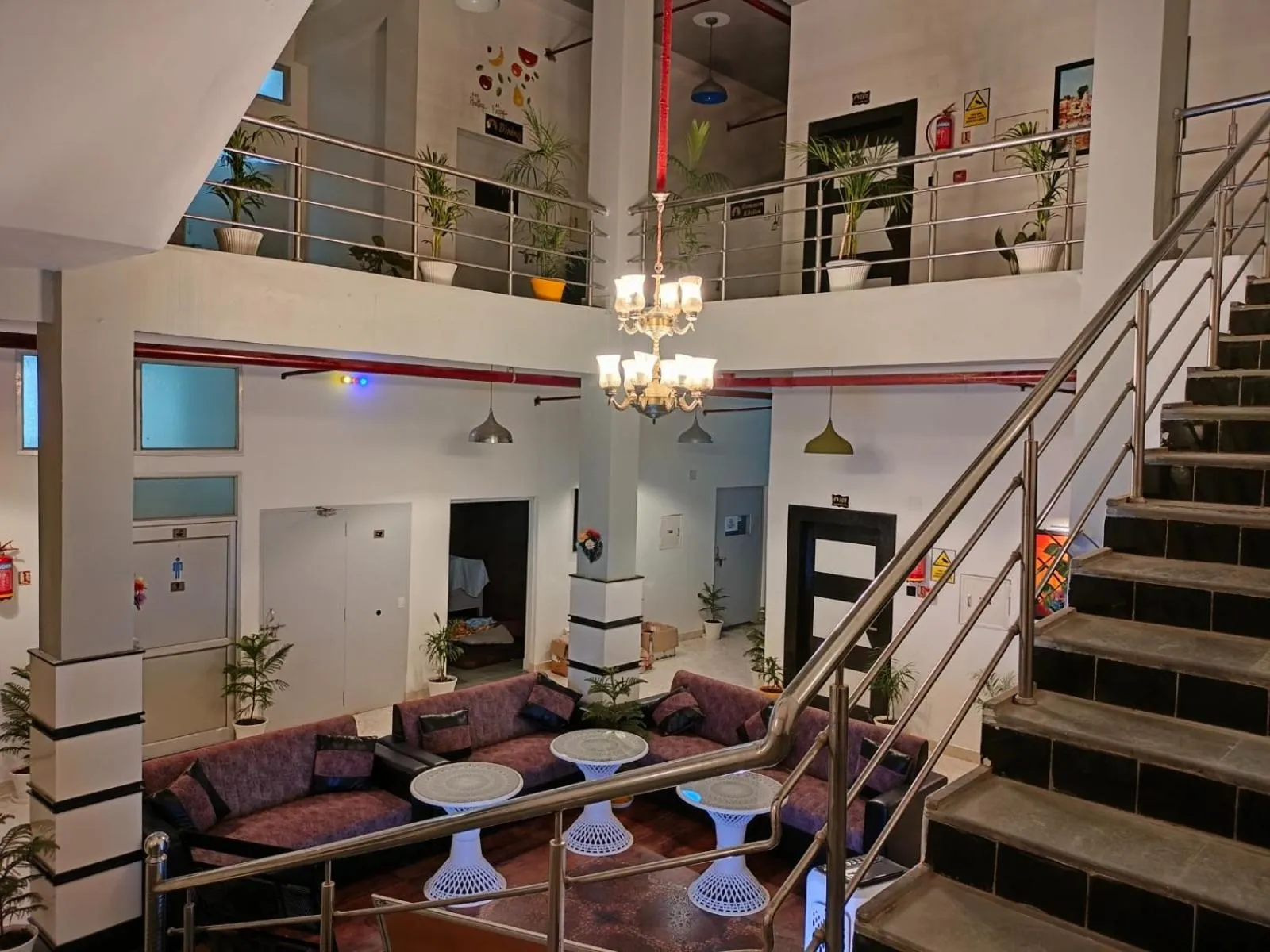 Lobby or reception in Hotel Buddha Park near Sarnath, Varanasi