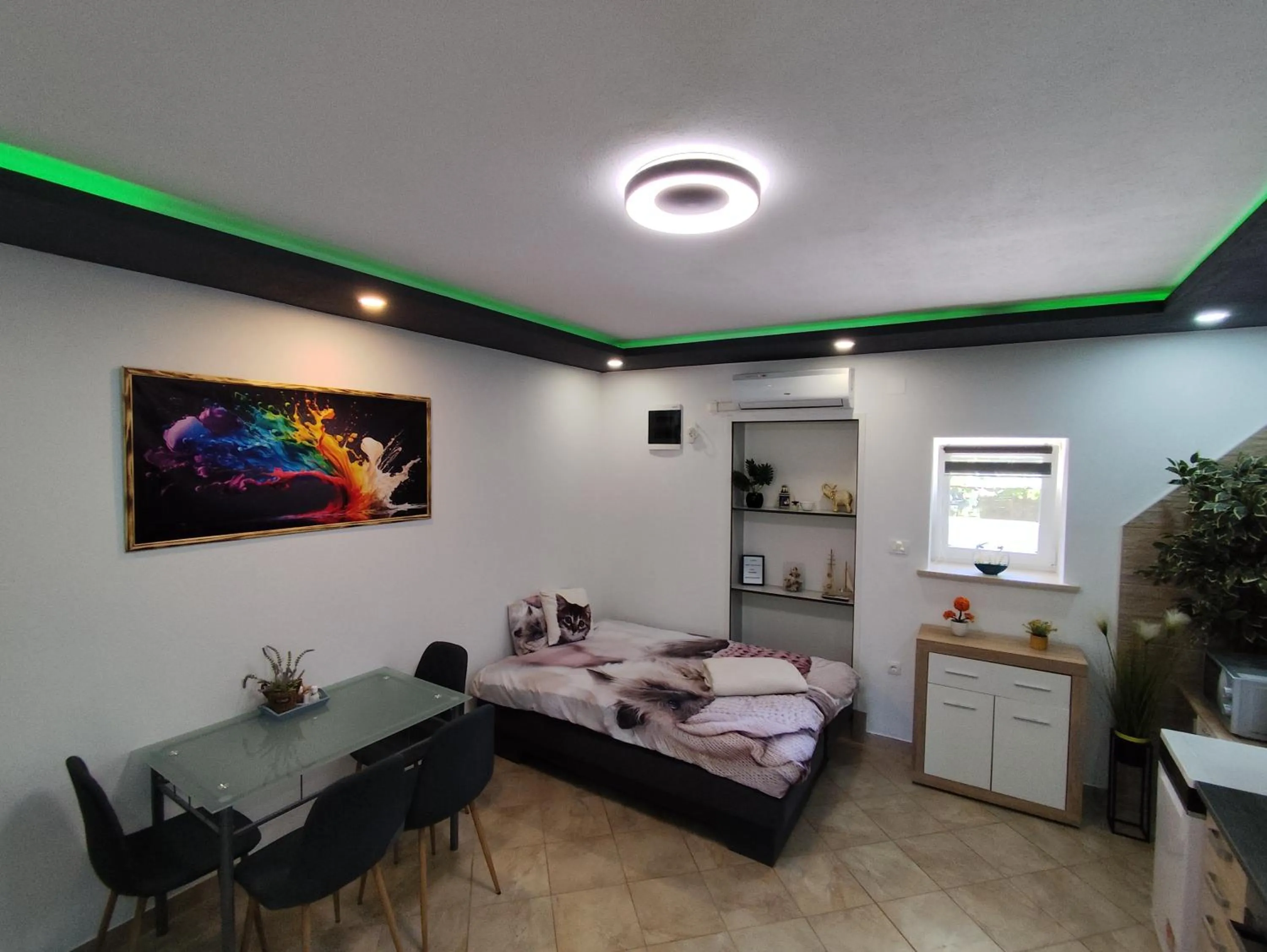 Bed in apartman Goga with pool and jacuzzi