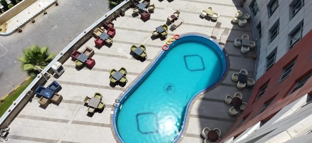 Pool view in Crown Palace Hotel