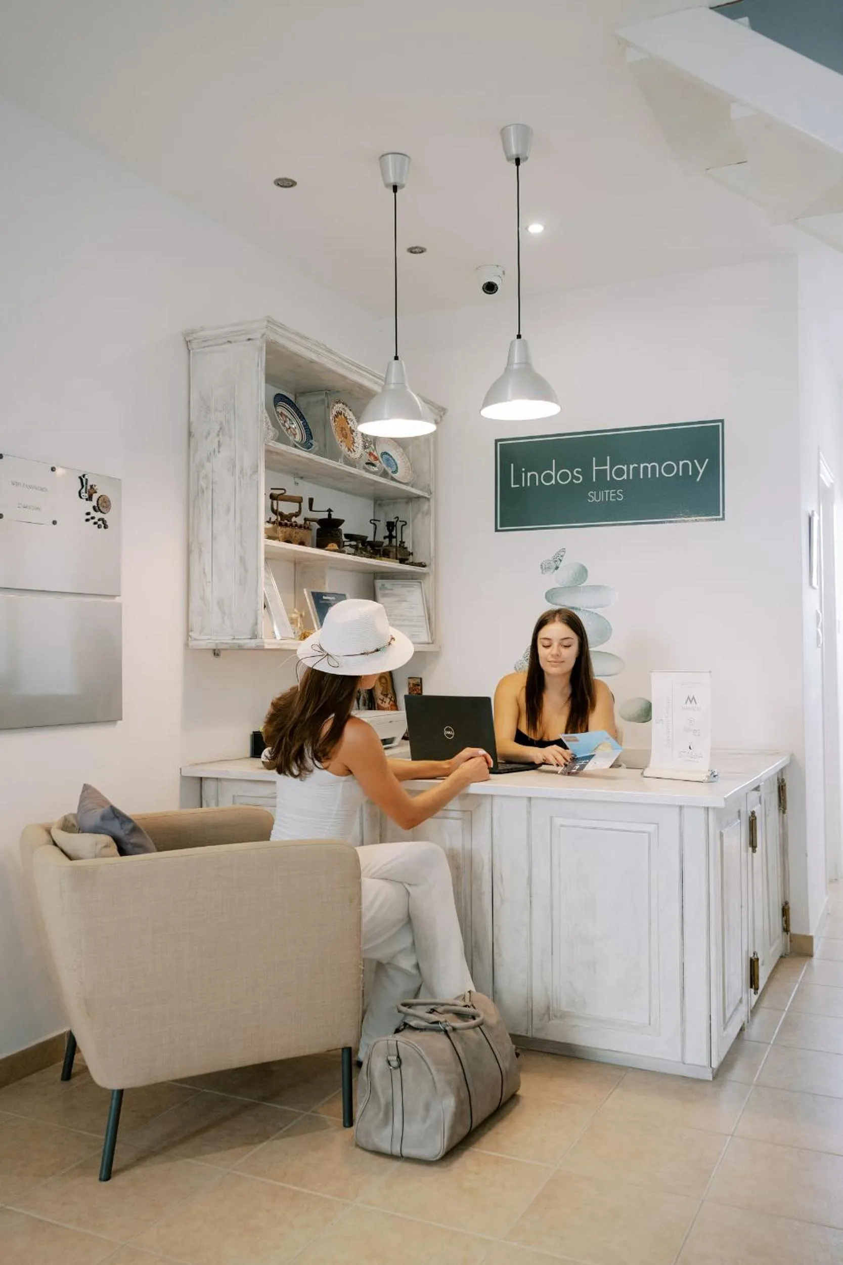 Seating area in Lindos Harmony Suites
