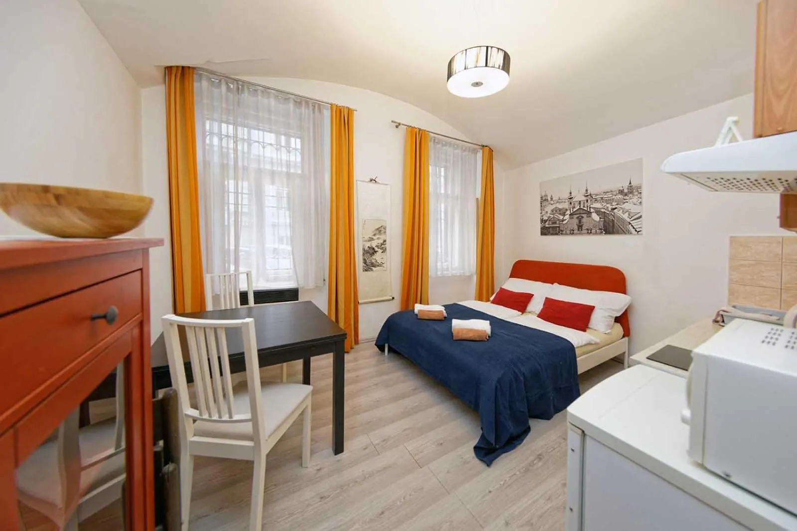Living room, Bed in Riverside Apartment