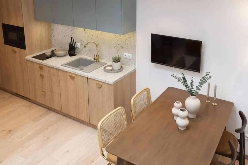 Kitchen or kitchenette in Monciak55 Sopot Apartments by StayLab