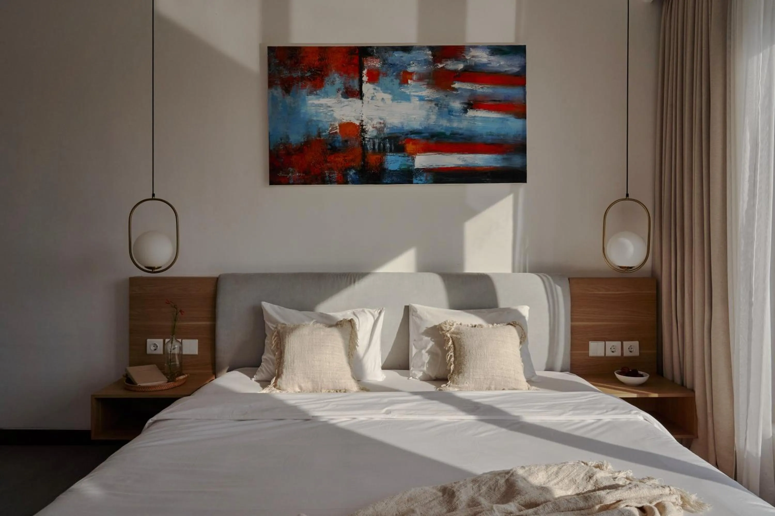 Bed in Om Cemagi Beach Villa Canggu