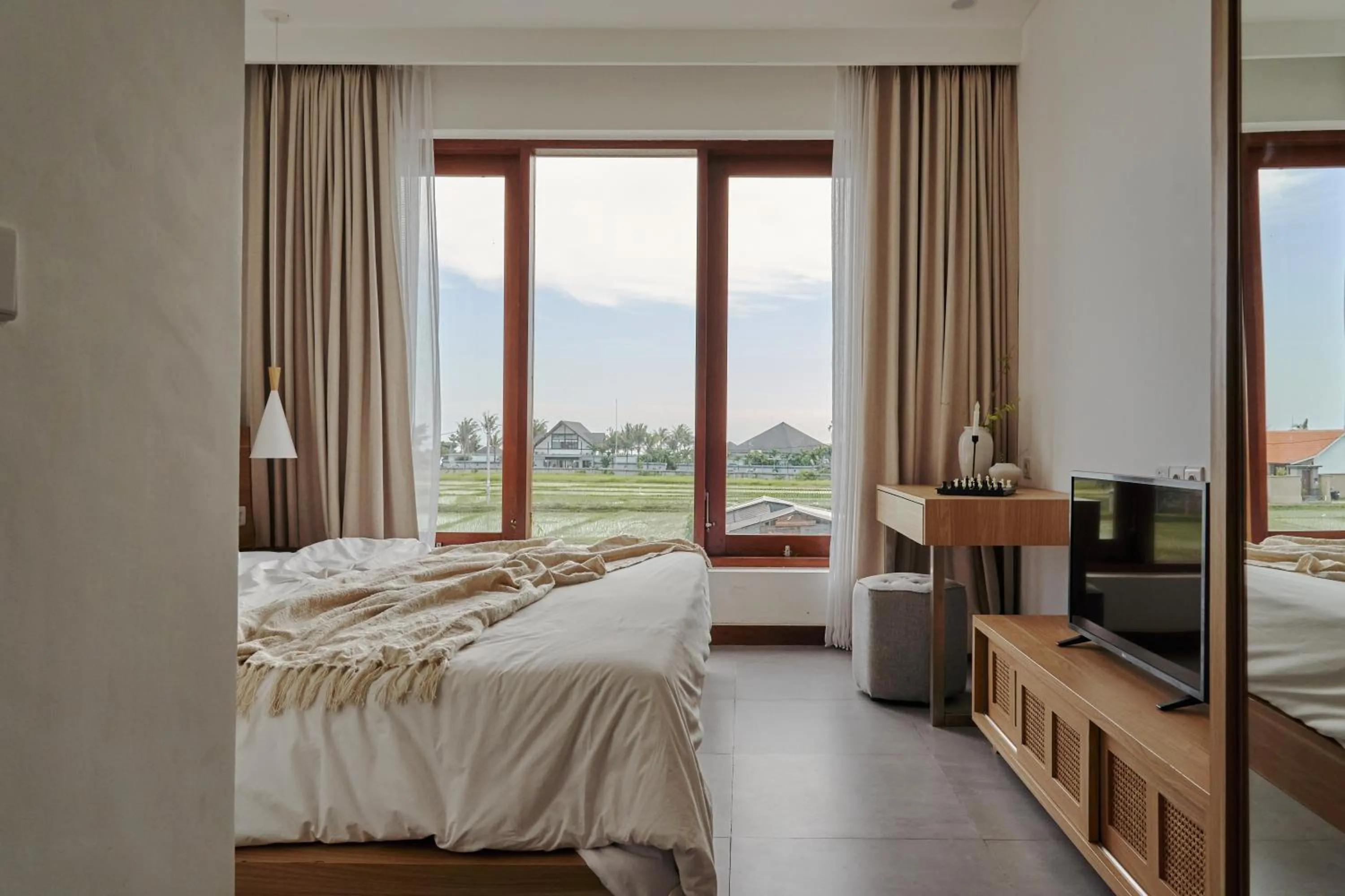 Bed in Om Cemagi Beach Villa Canggu