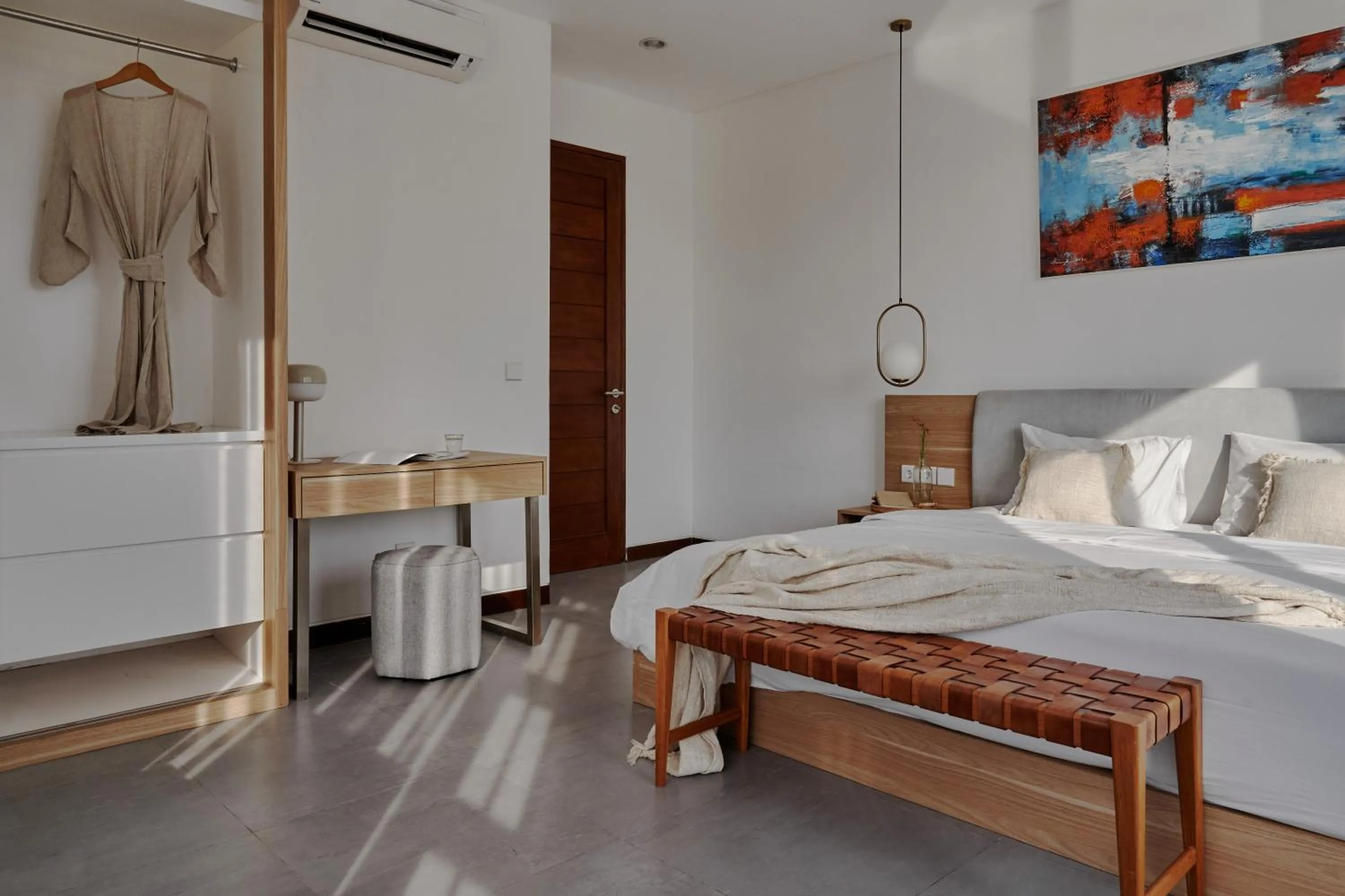 Bed in Om Cemagi Beach Villa Canggu