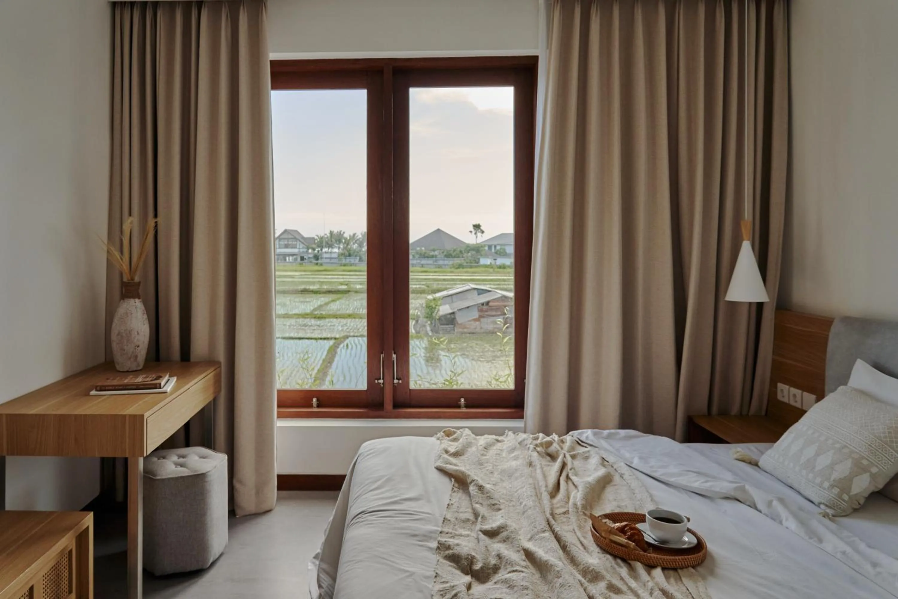 Bed in Om Cemagi Beach Villa Canggu