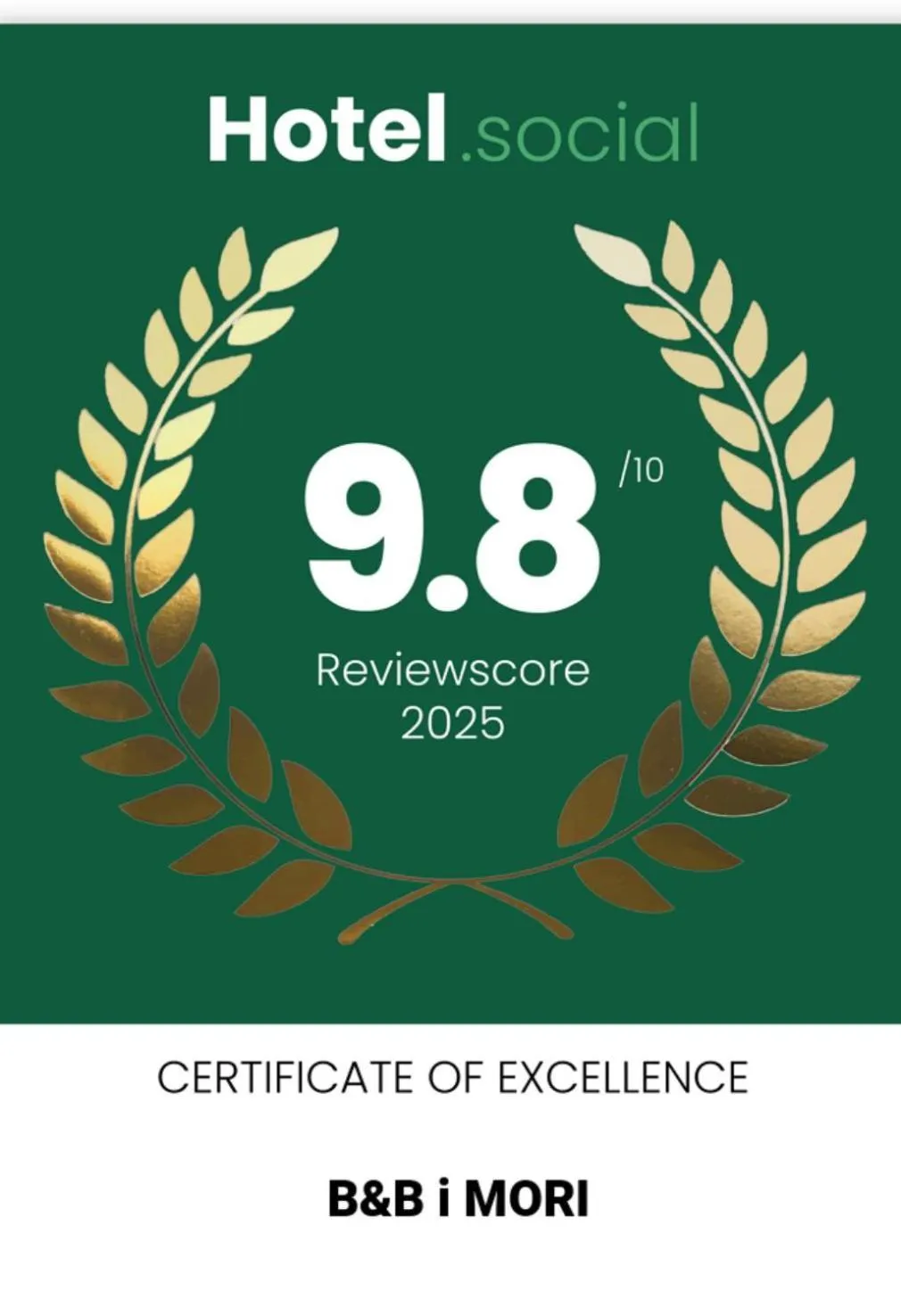 Certificate/Award in B&B i MORI