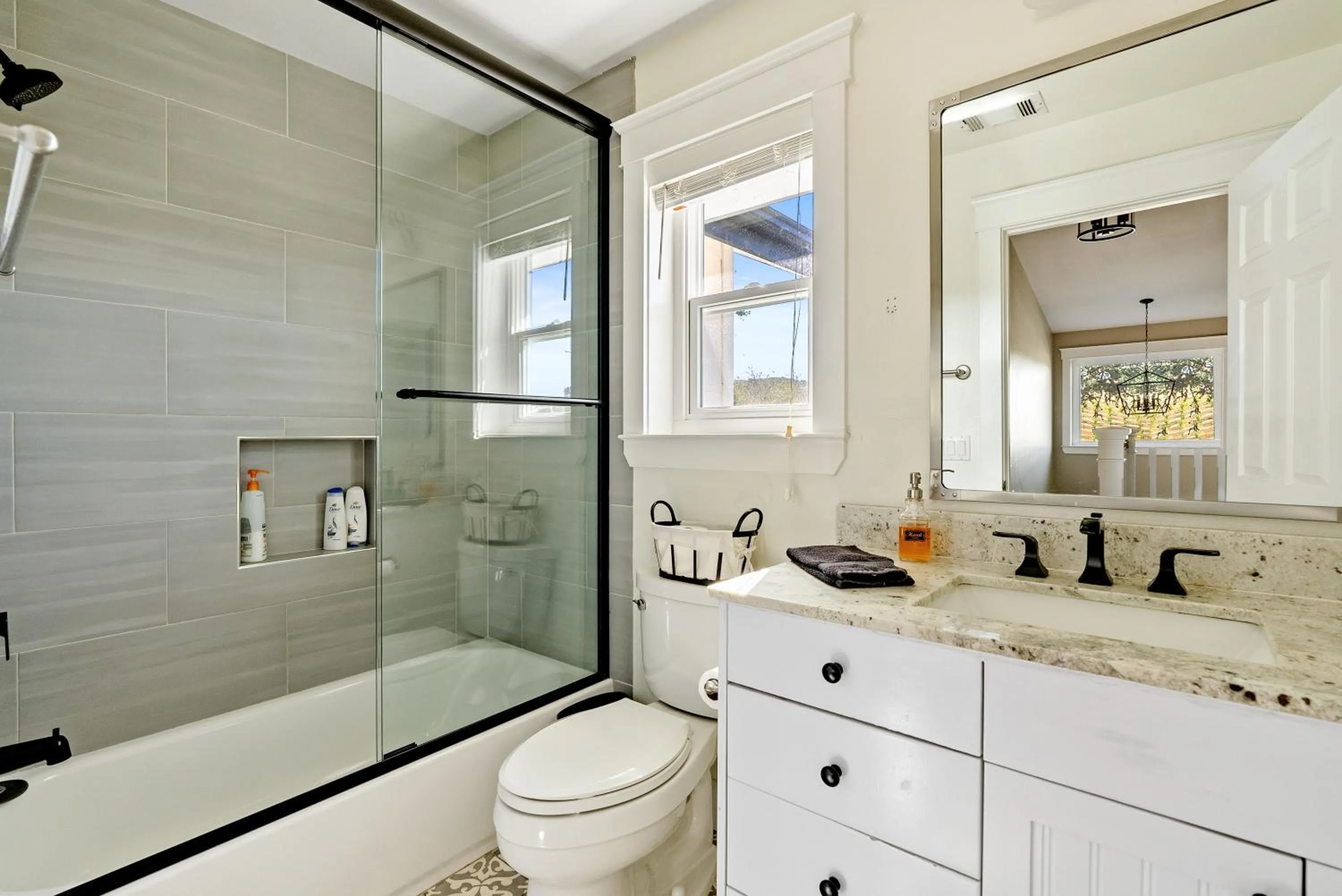 Shower in Paso Wine Country Farmhouse with Pool, Spa, Game Room