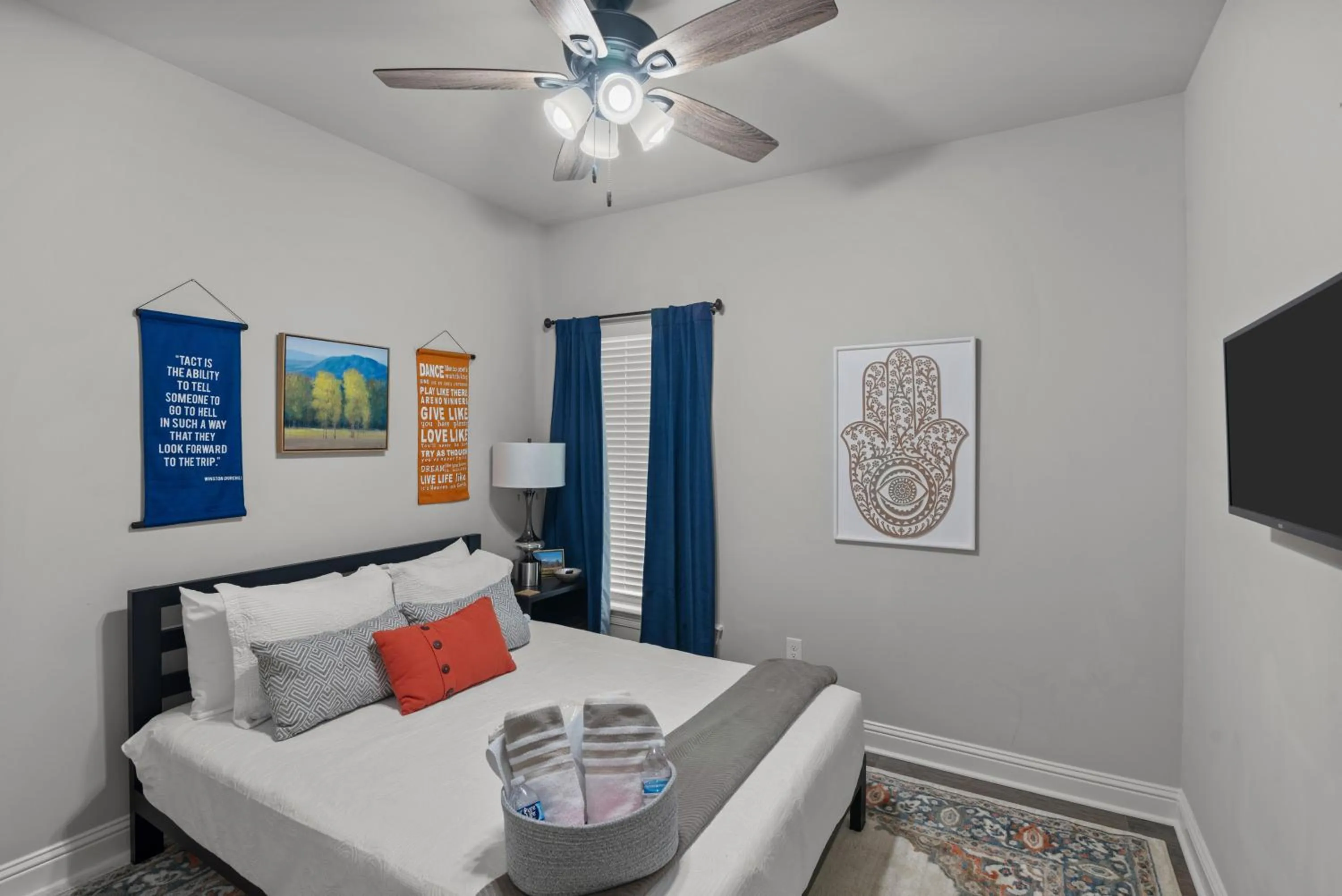 Bed in Zen House, a peaceful sanctuary in Shreveport, LA! Tv in each room