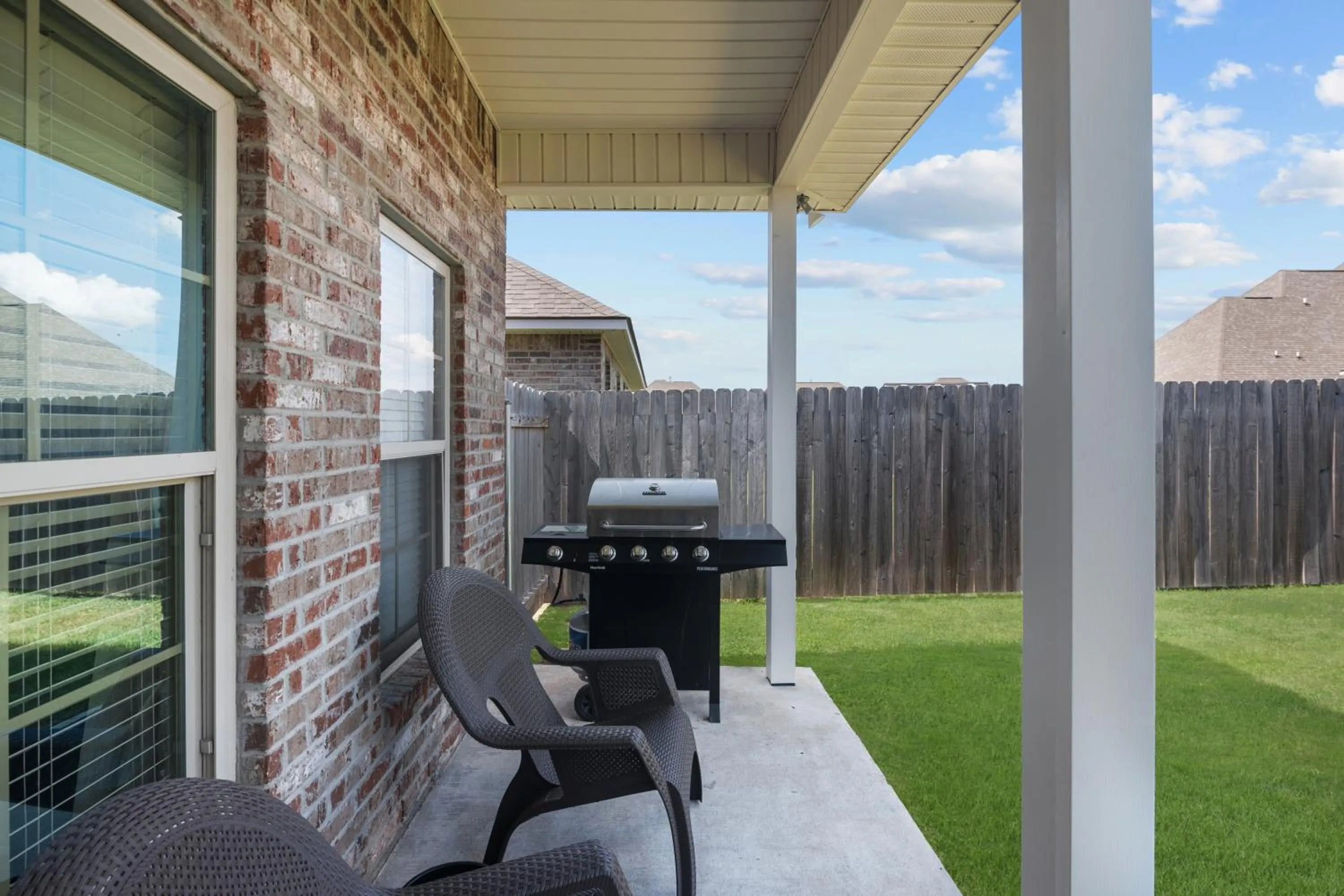 Patio in Zen House, a peaceful sanctuary in Shreveport, LA! Tv in each room