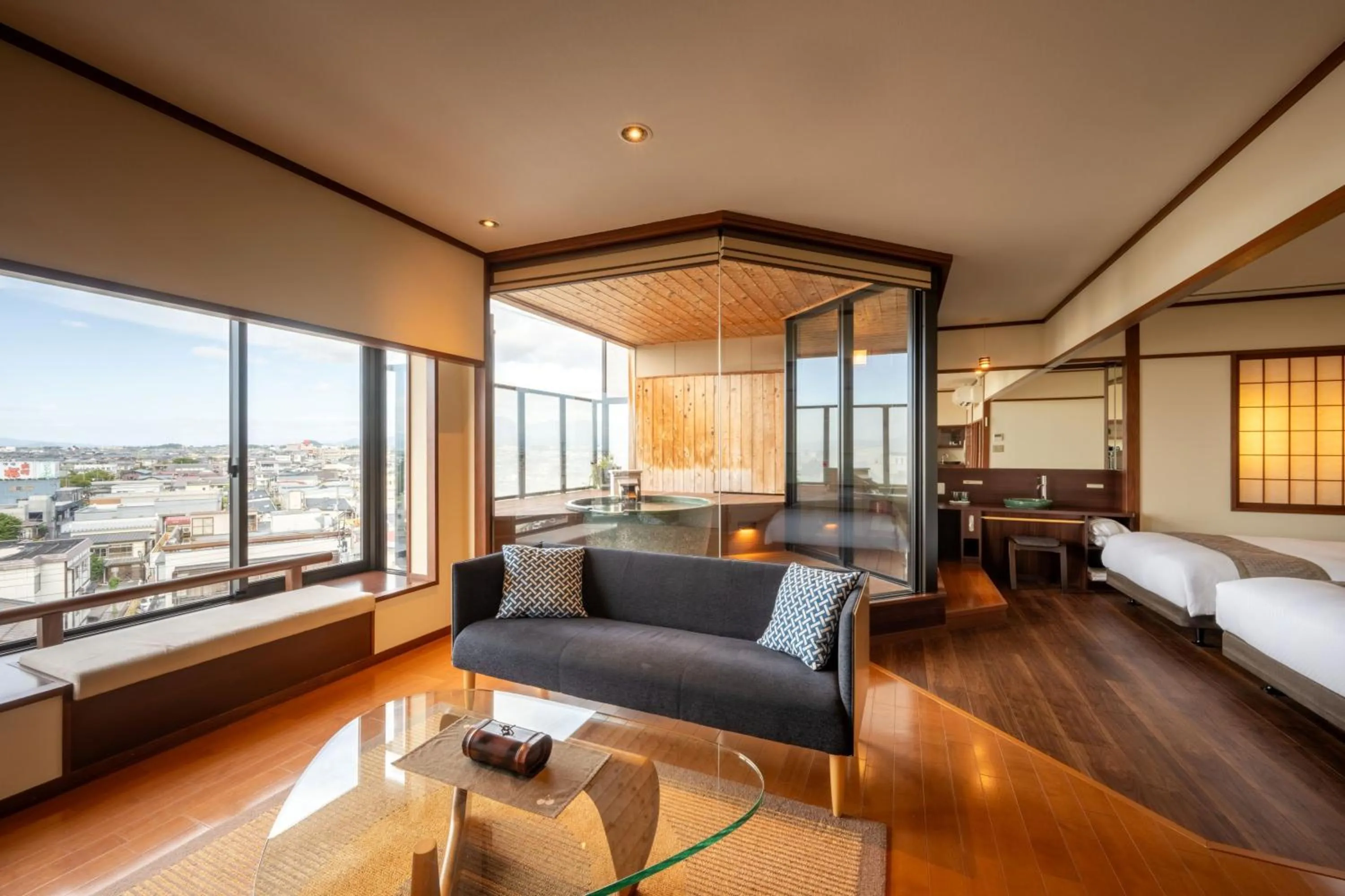 Hot Spring Bath, Bed in Takinoyu Hotel