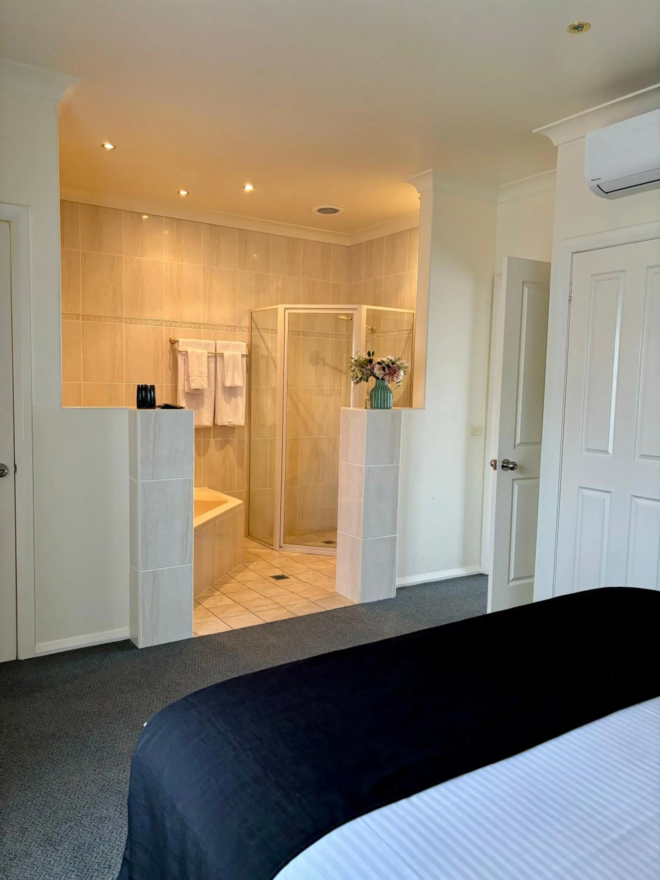 Bathroom, Bed in Turners Vineyard Motel