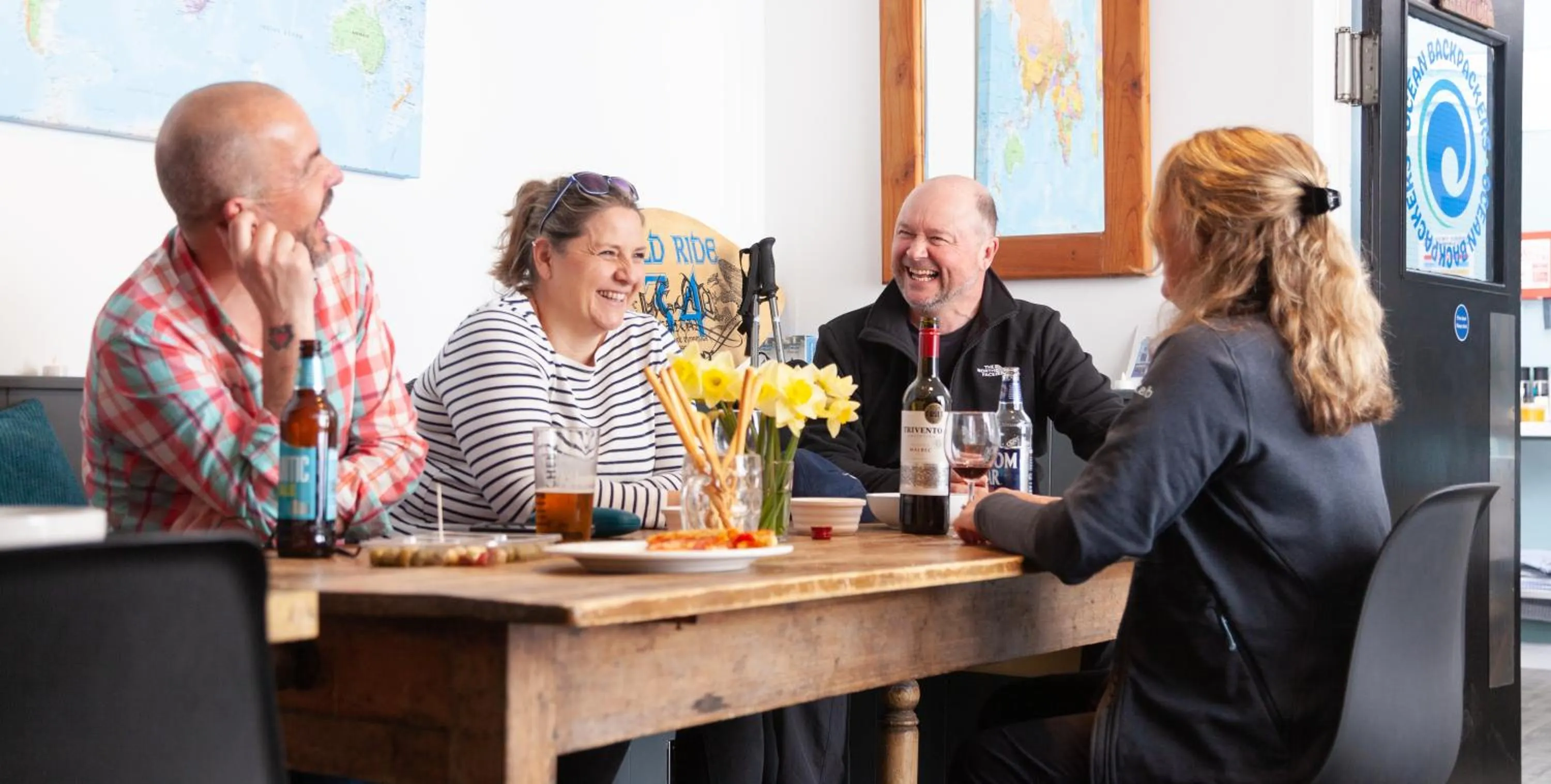 Communal lounge/ TV room in Ocean Backpackers self-catering hostel