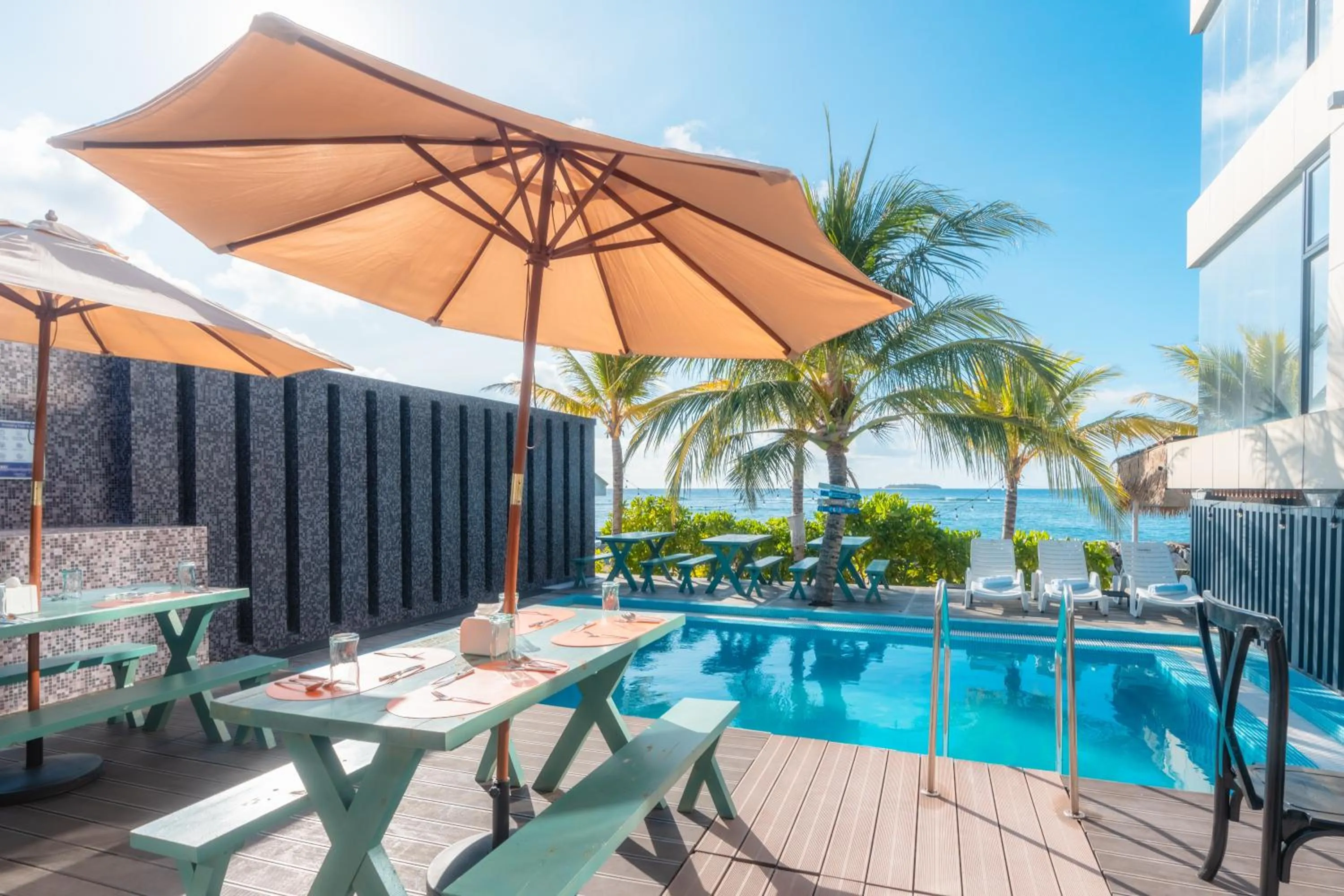 Swimming pool in Swarn by Hawks Hotels Kamadhoo Baa Atoll