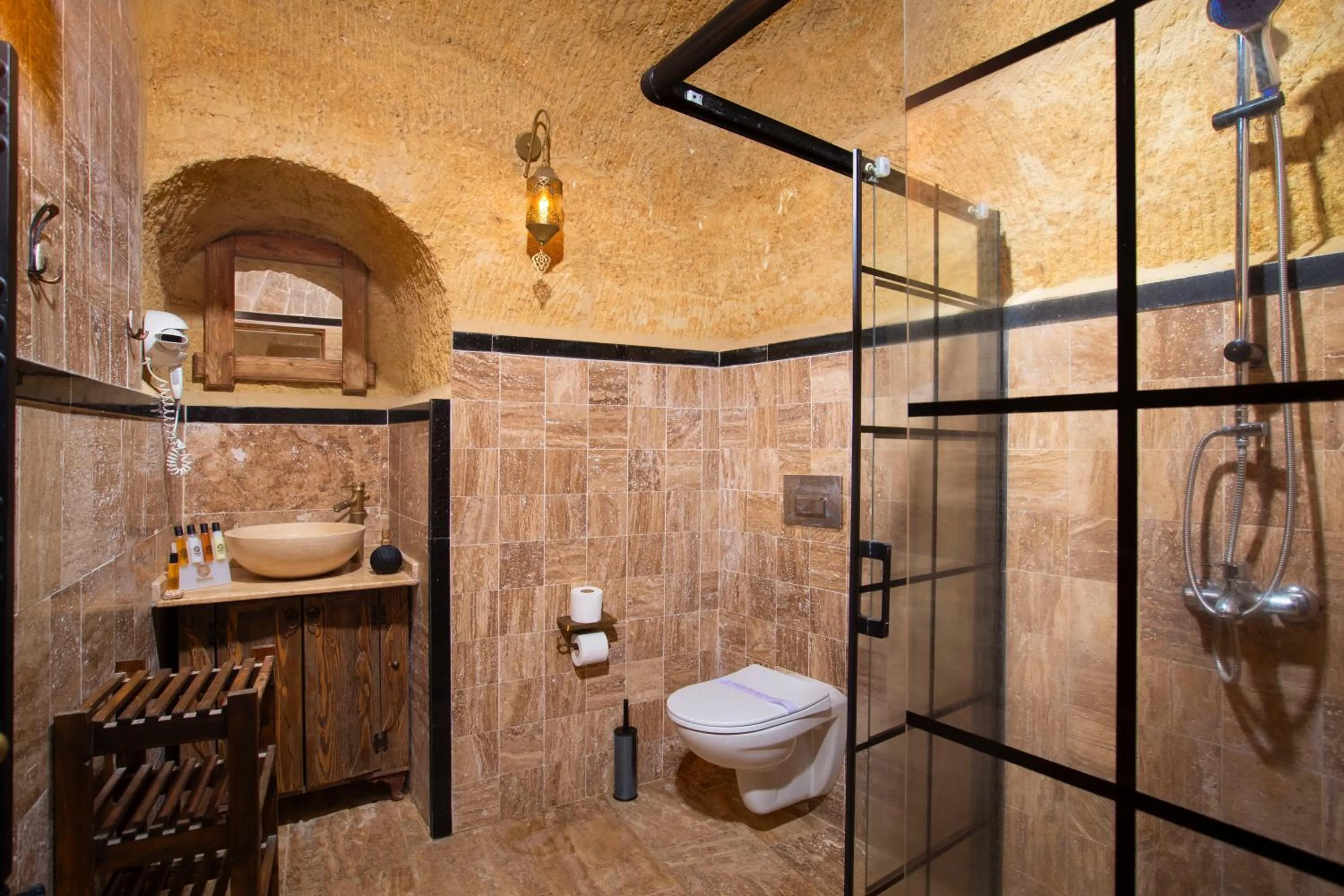 Shower in Dionysos Cave Cappadocia Hotel