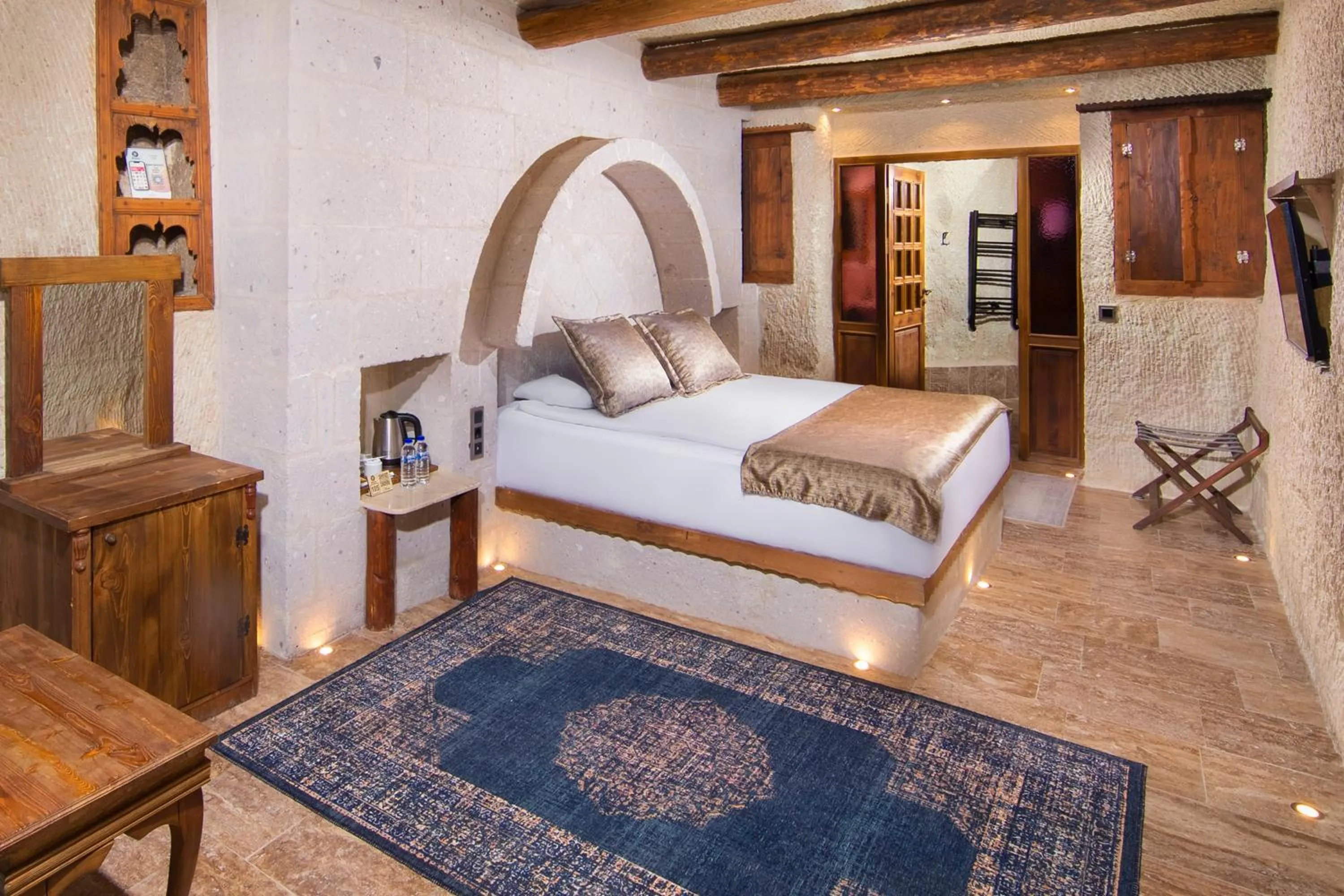 Bed in Dionysos Cave Cappadocia Hotel