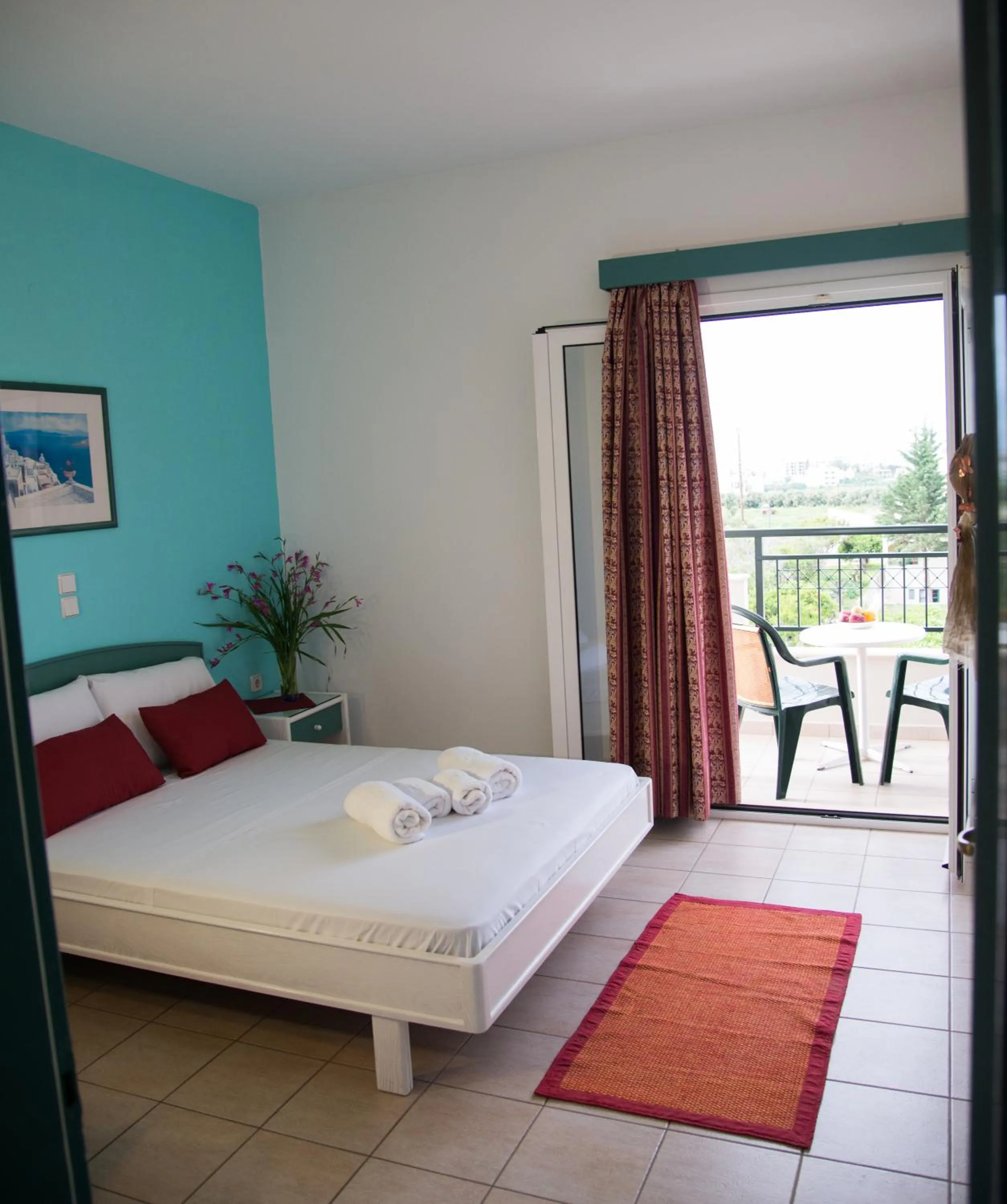 Bedroom, Bed in Theoni Apartments