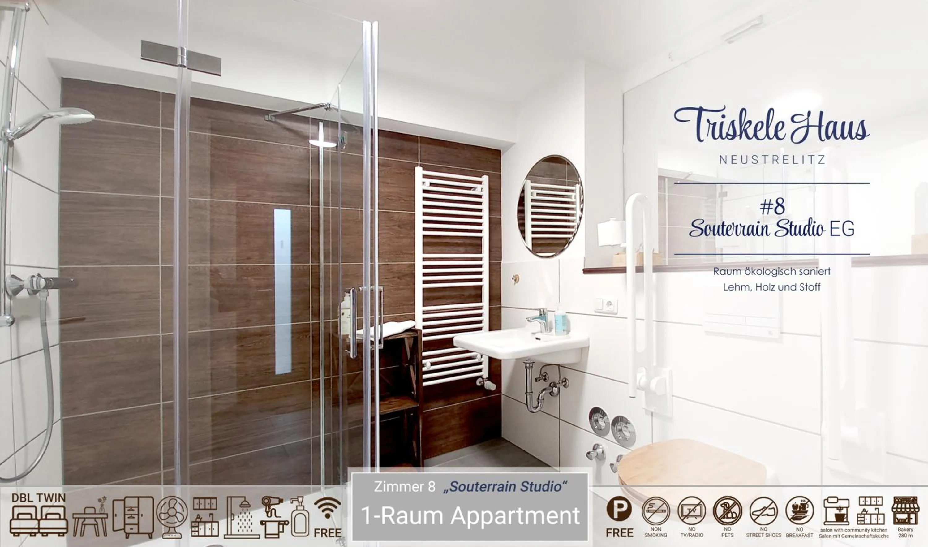 Shower in Triskele Haus - Ökologisches Gästehaus der Heilstätte Strelitz