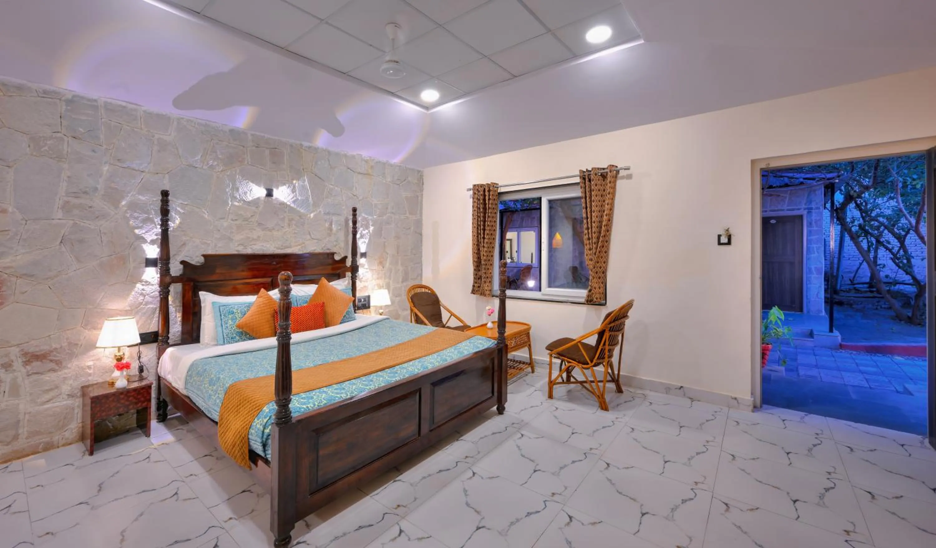 View (from property/room), Bed in Ranthambhore National Resort