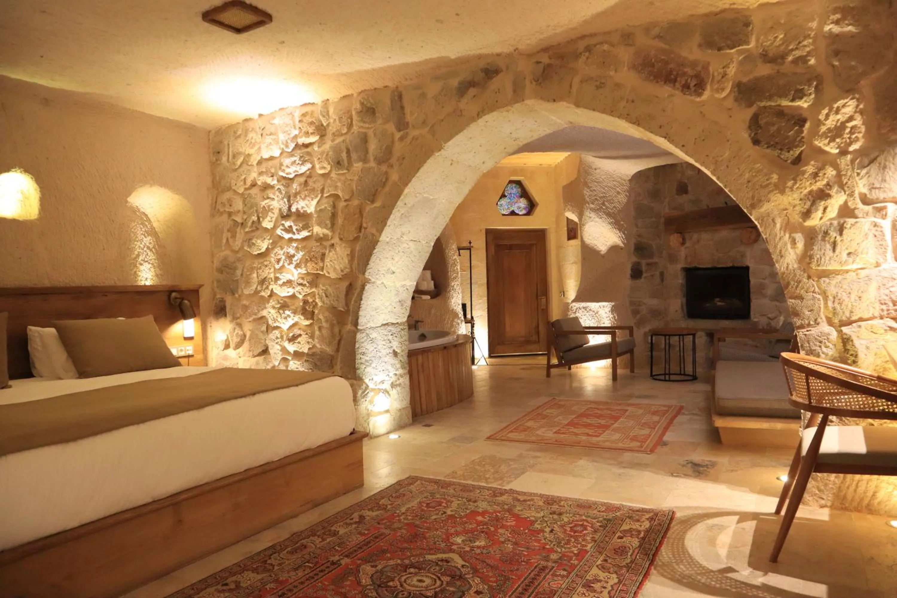 Bed in Kappadoks Cave Hotel