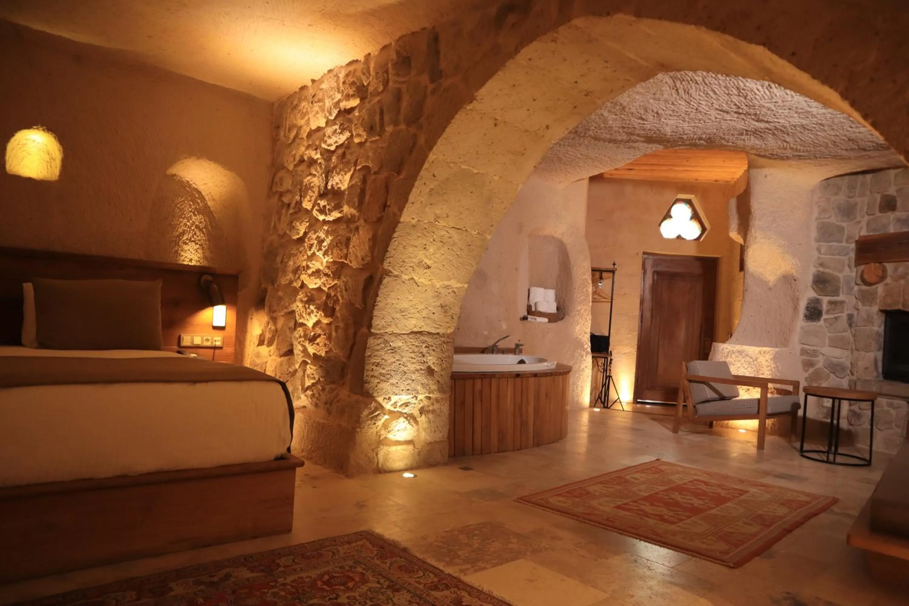 Bed in Kappadoks Cave Hotel