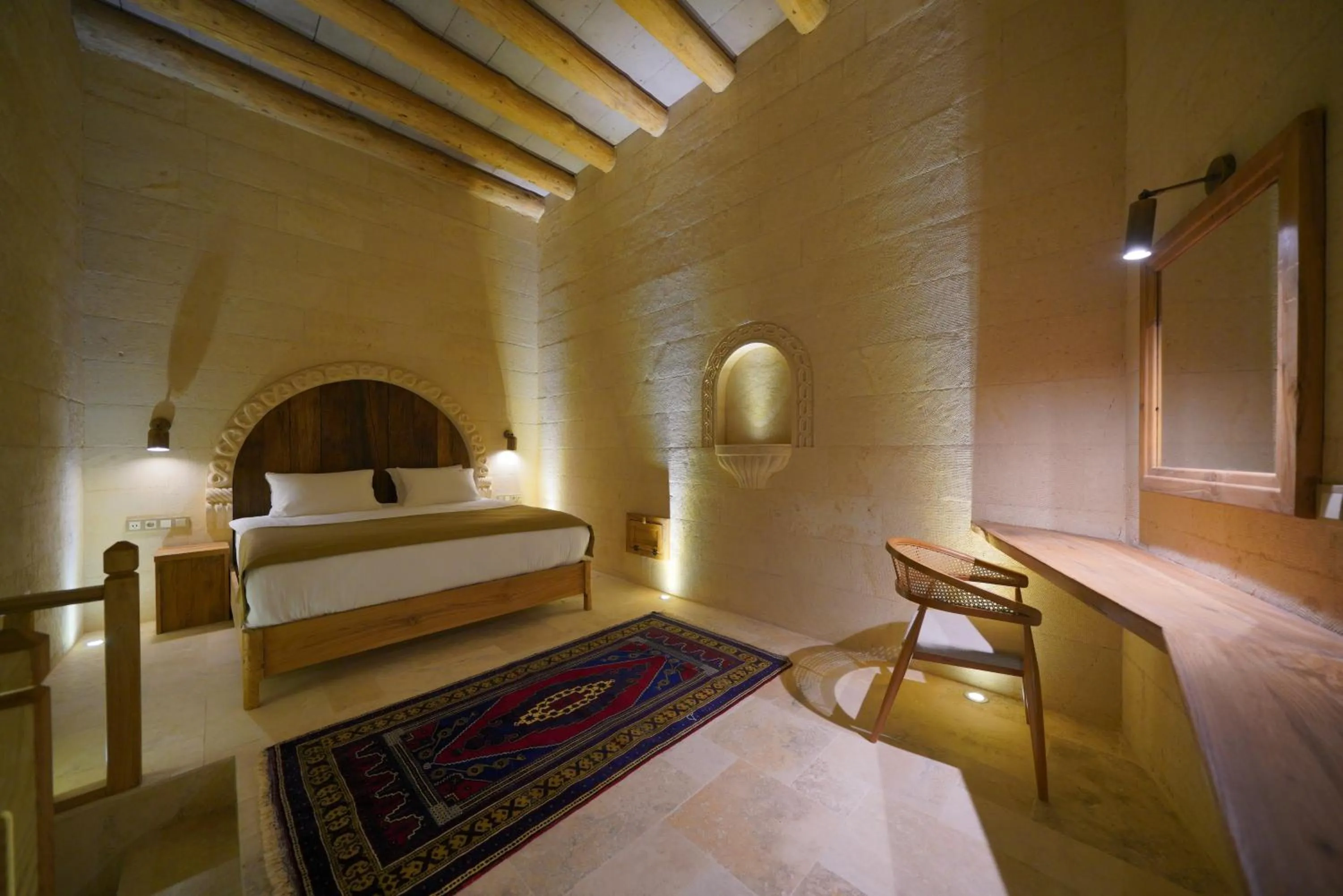 Bed in Kappadoks Cave Hotel