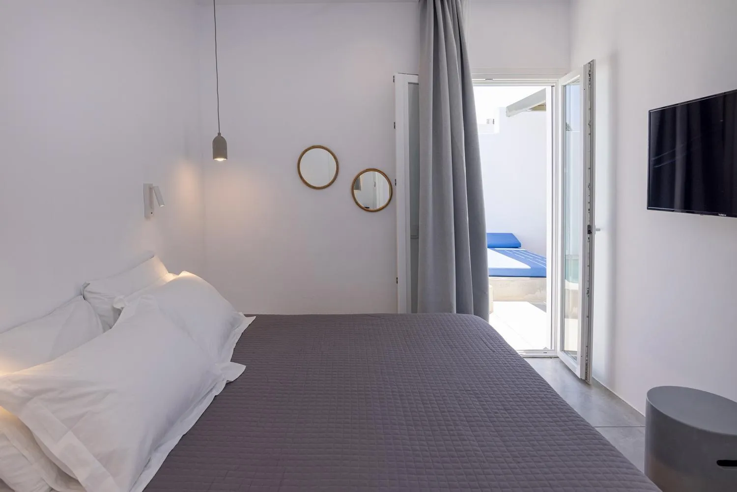 Photo of the whole room, Bed in White Holidays Project