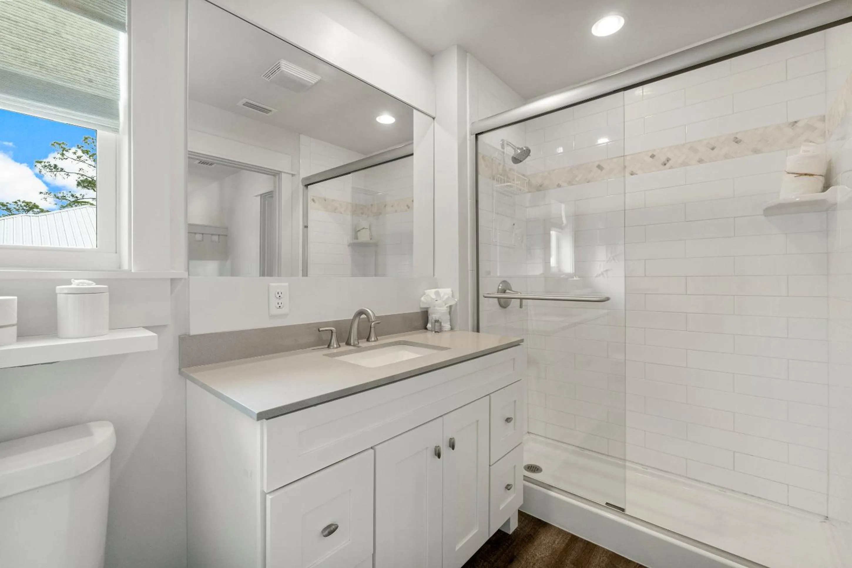 Shower in 30A Beach House - Summerwind at TreeTop by Panhandle Getaways