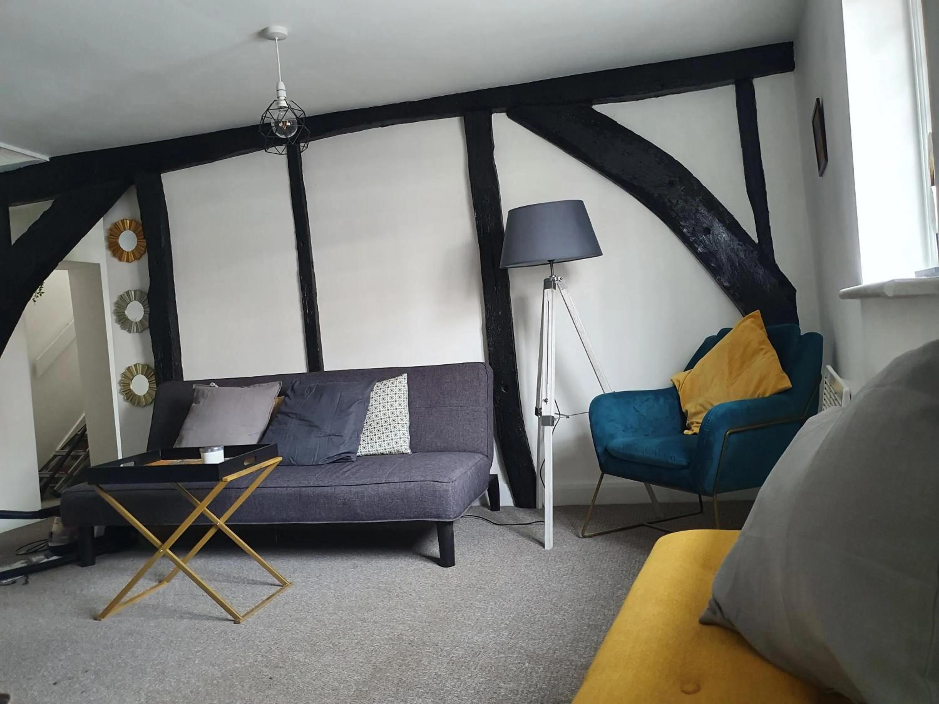 Living room in Grade I listed luxury apartment in Hertfordshire