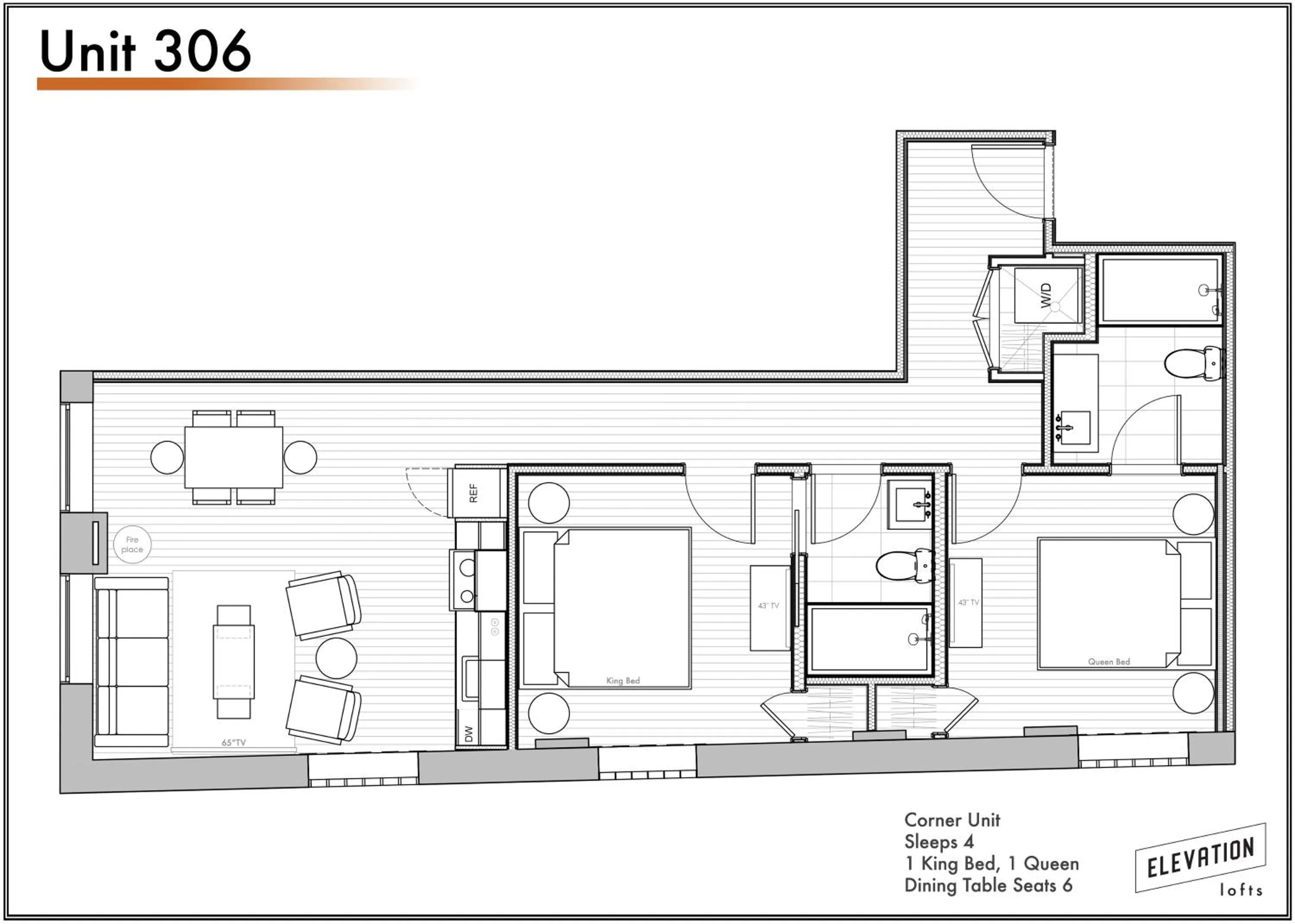 Floor plan in Elevation Lofts Hotel