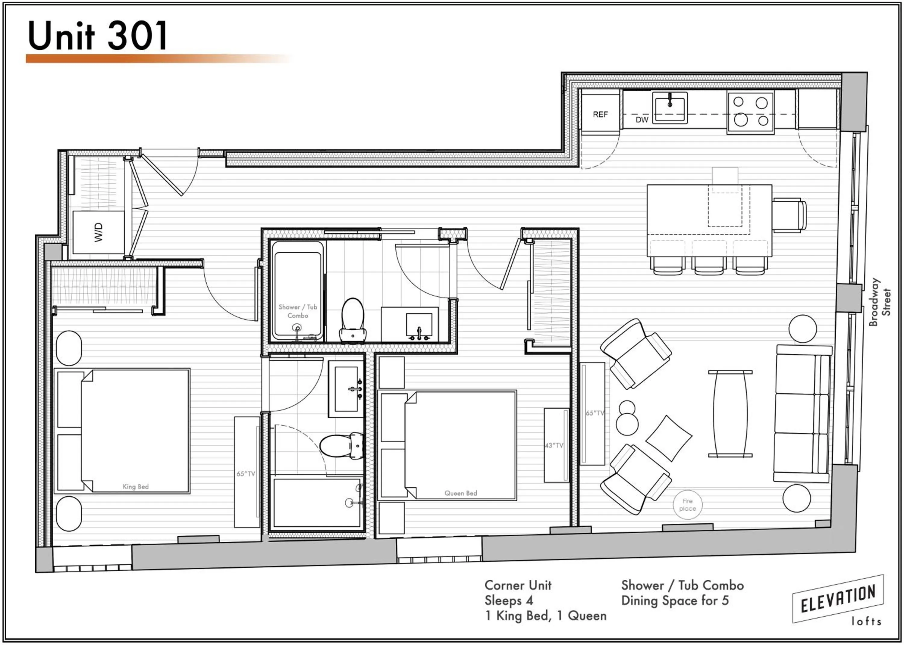 Floor plan in Elevation Lofts Hotel