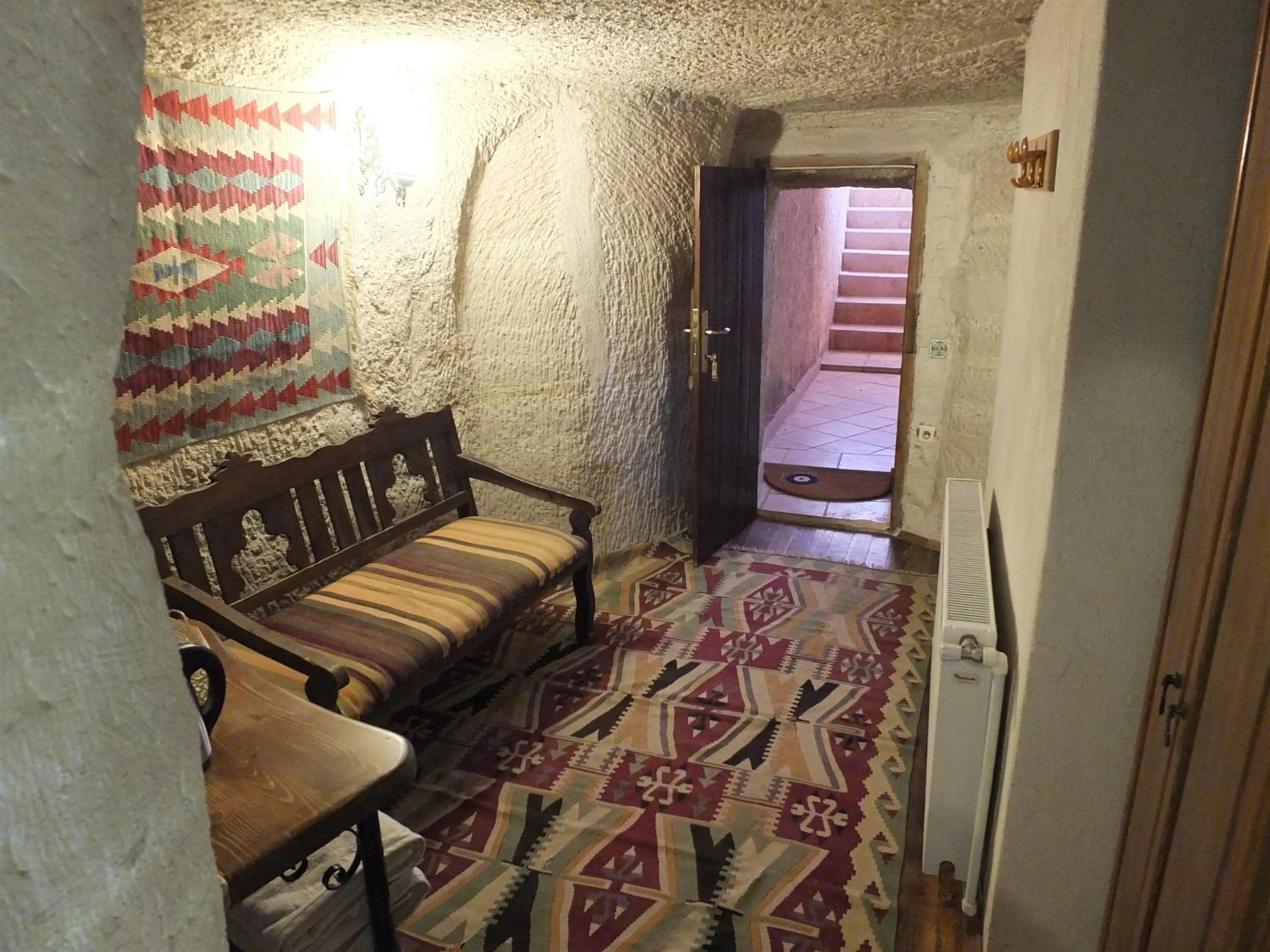 Shower, Bed in Anatolia cave hotel Pension