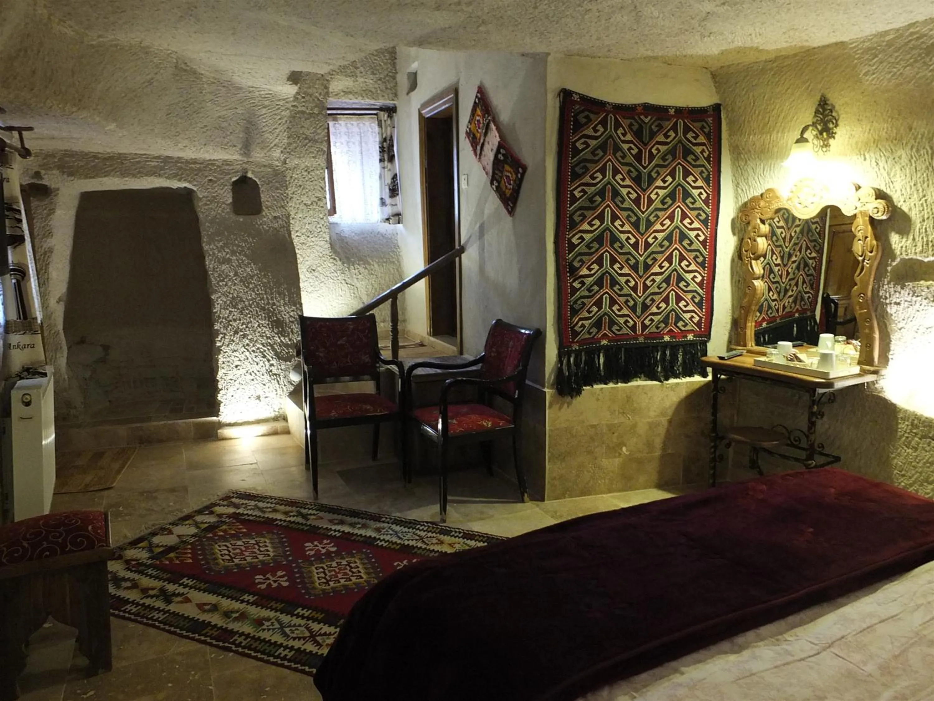 Shower, Bed in Anatolia cave hotel Pension
