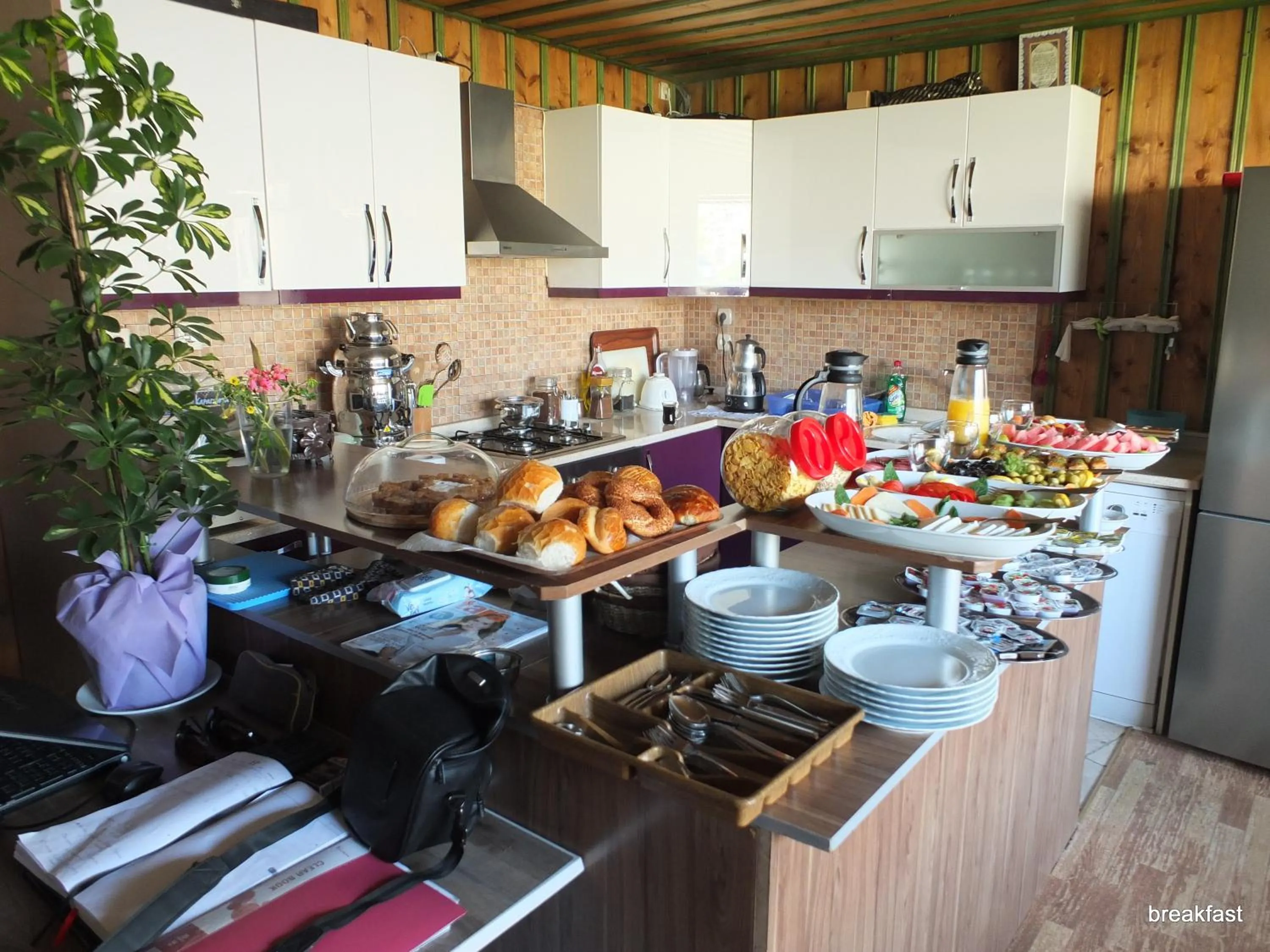 Communal kitchen in Anatolia cave hotel Pension