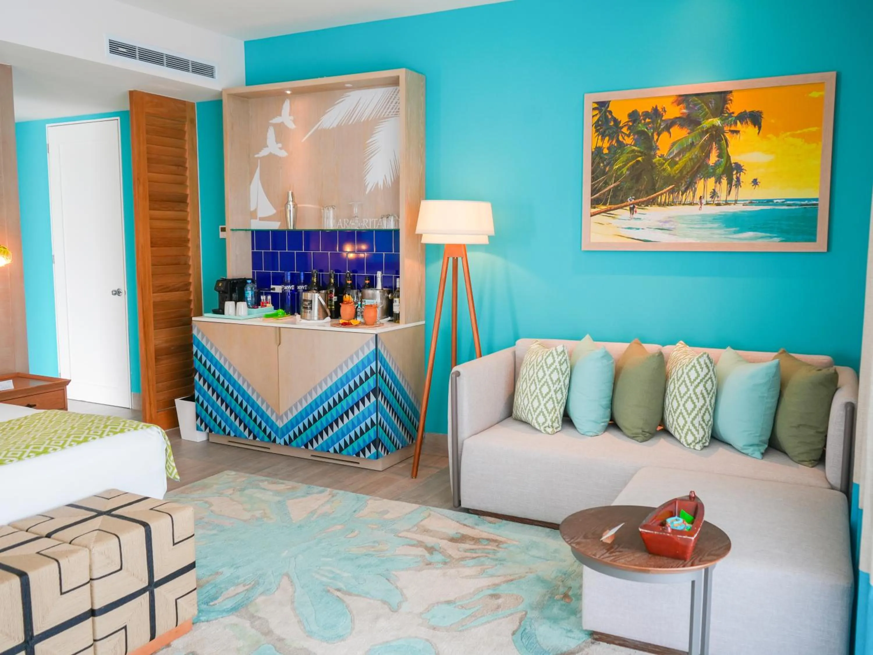 Seating area, Bed in Margaritaville Island Reserve Riviera Maya - An Adults Only Karisma All-Inclusive Experience