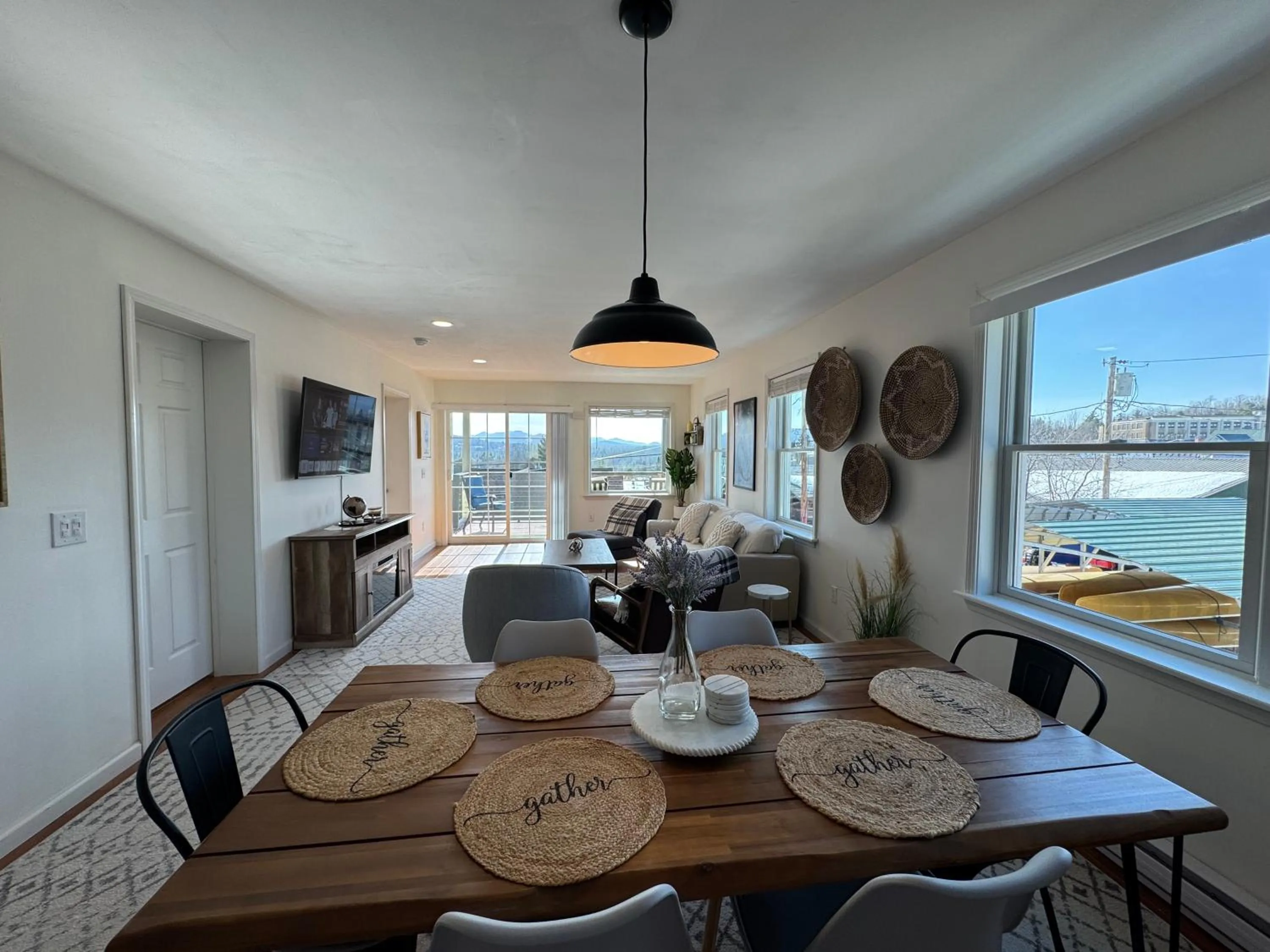 Living room in Central Lake Placid Mountain Views