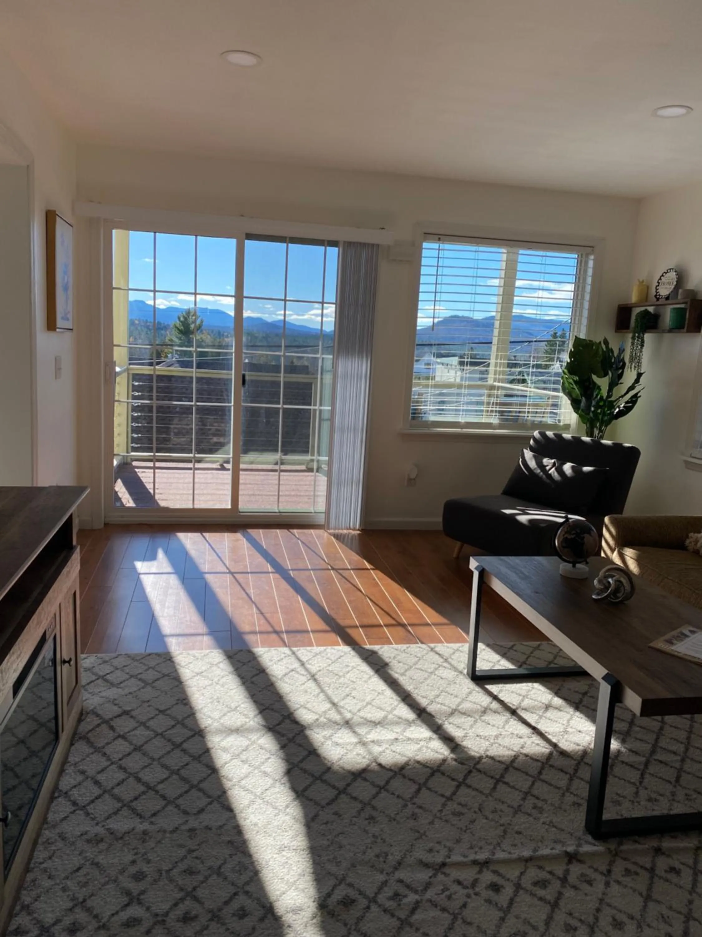 Living room in Central Lake Placid Mountain Views