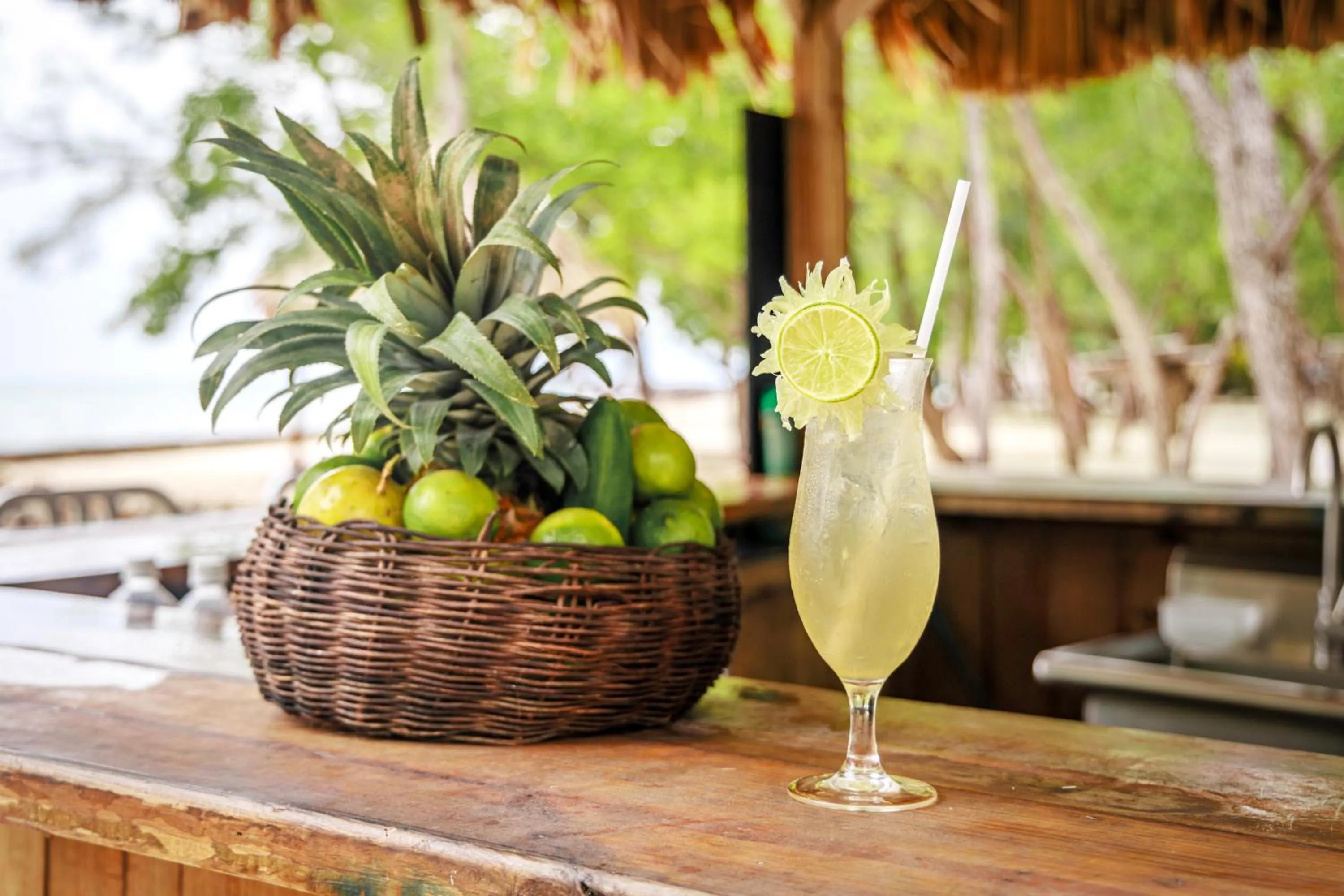 Drinks in Thatch Caye Resort a Muy'Ono Resort