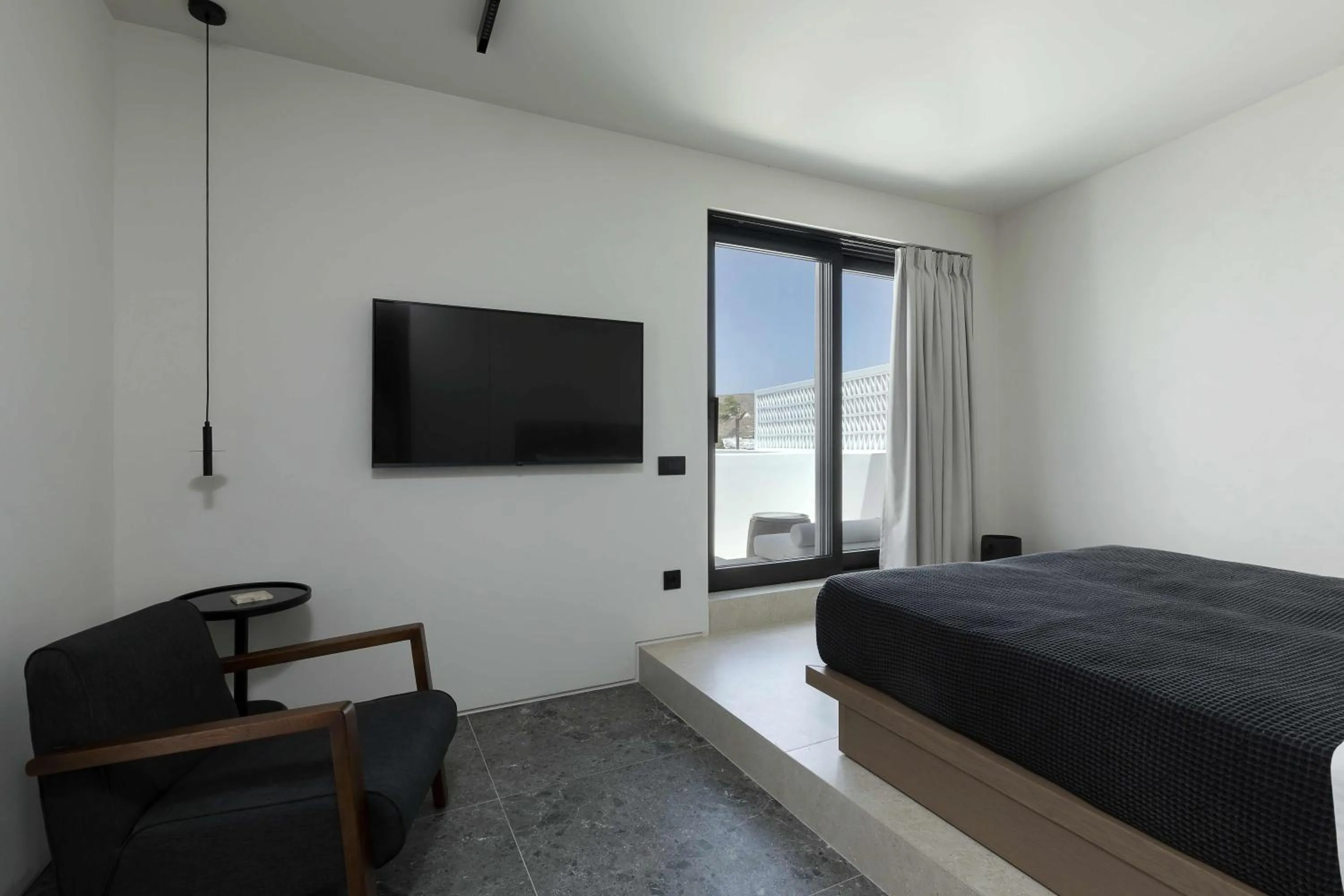 Bed in CUBIC Mykonos Seafront Design Suites