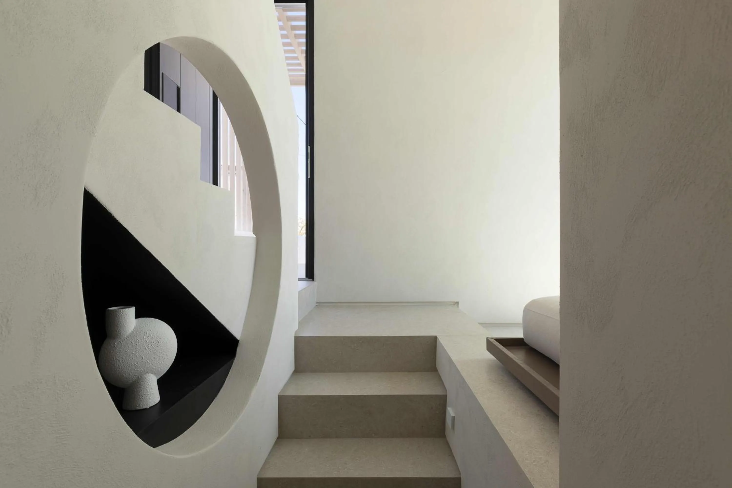 Living room in CUBIC Mykonos Seafront Design Suites