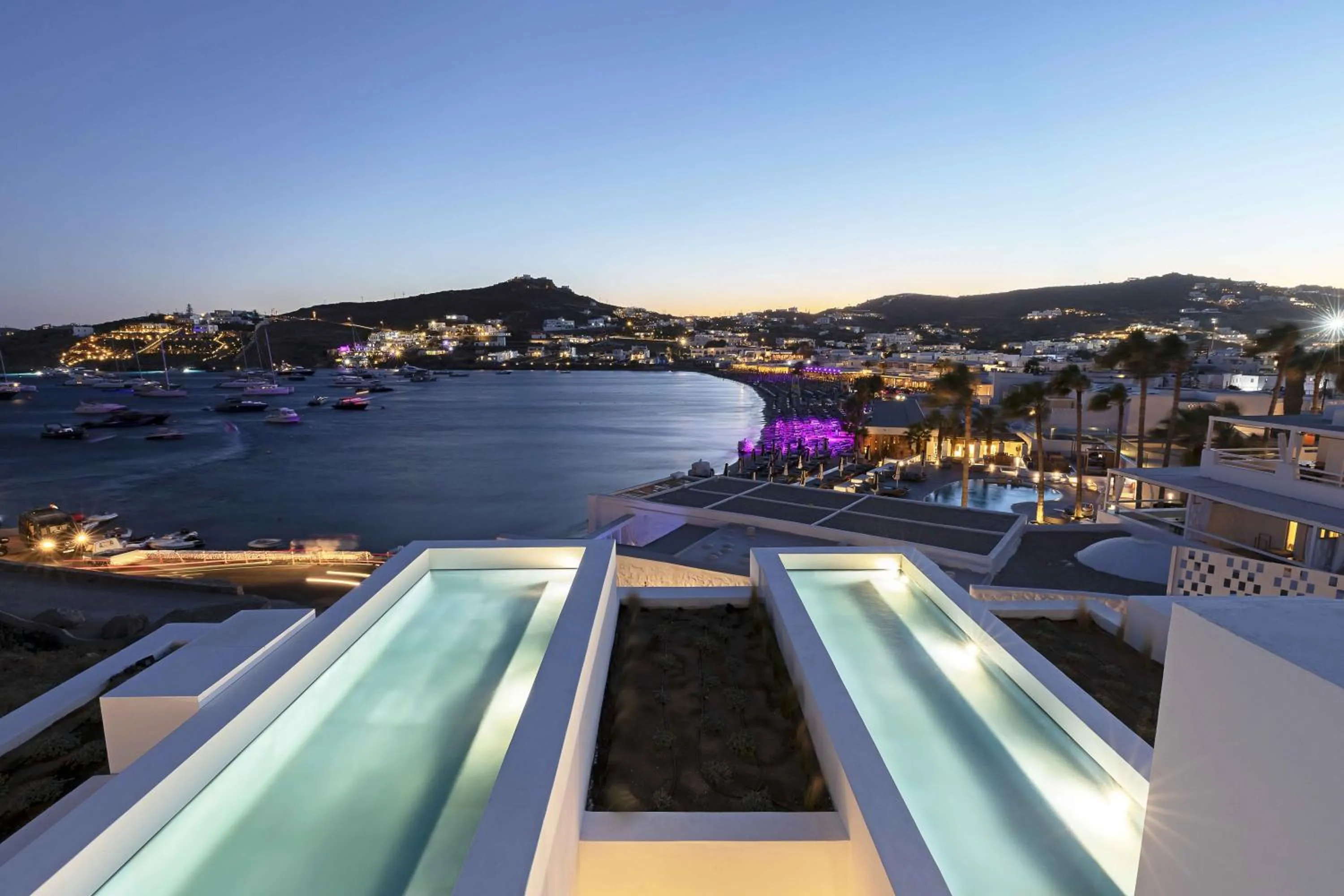 Pool view in CUBIC Mykonos Seafront Design Suites