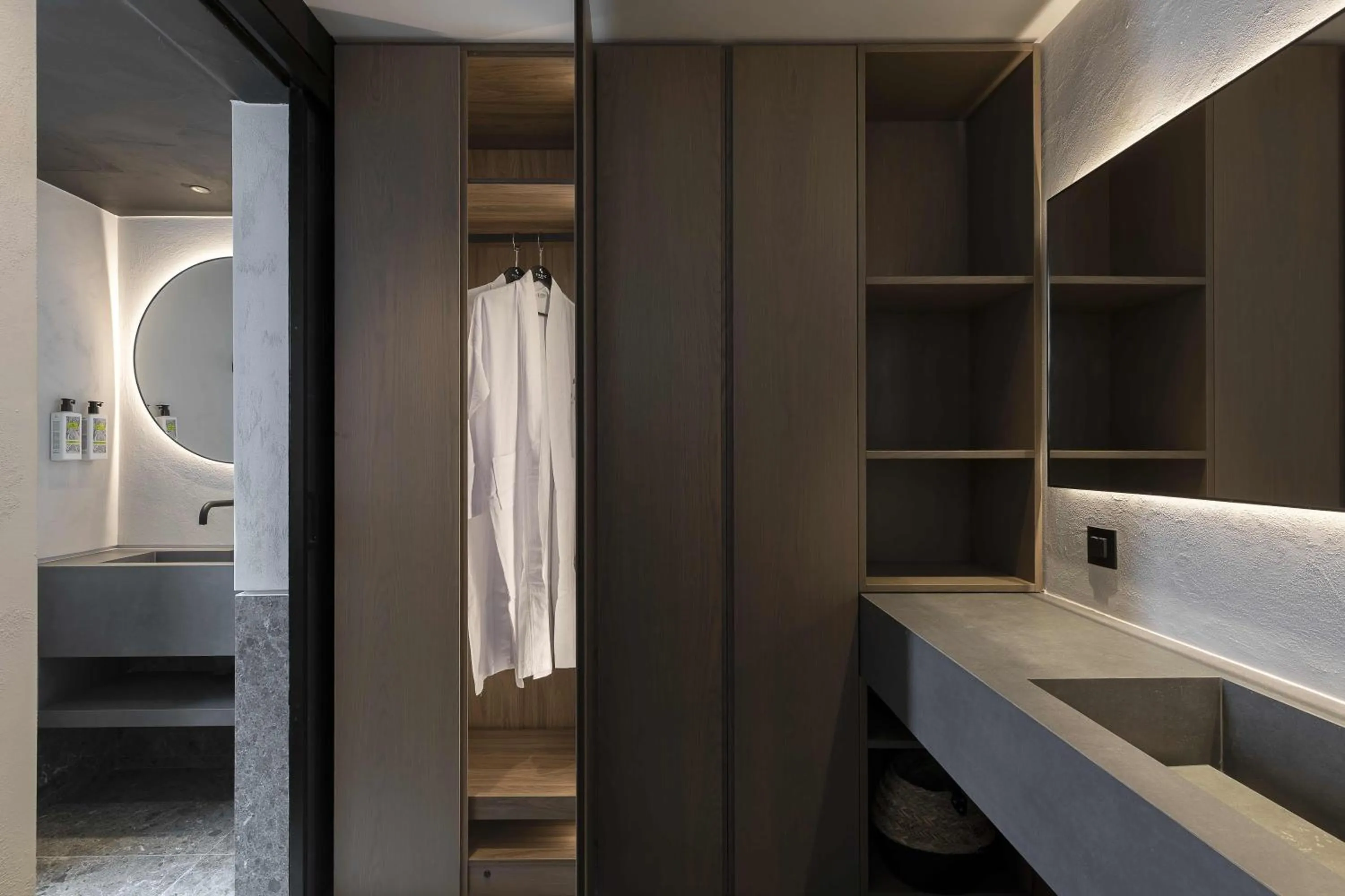 Bathroom, Bed in CUBIC Mykonos Seafront Design Suites