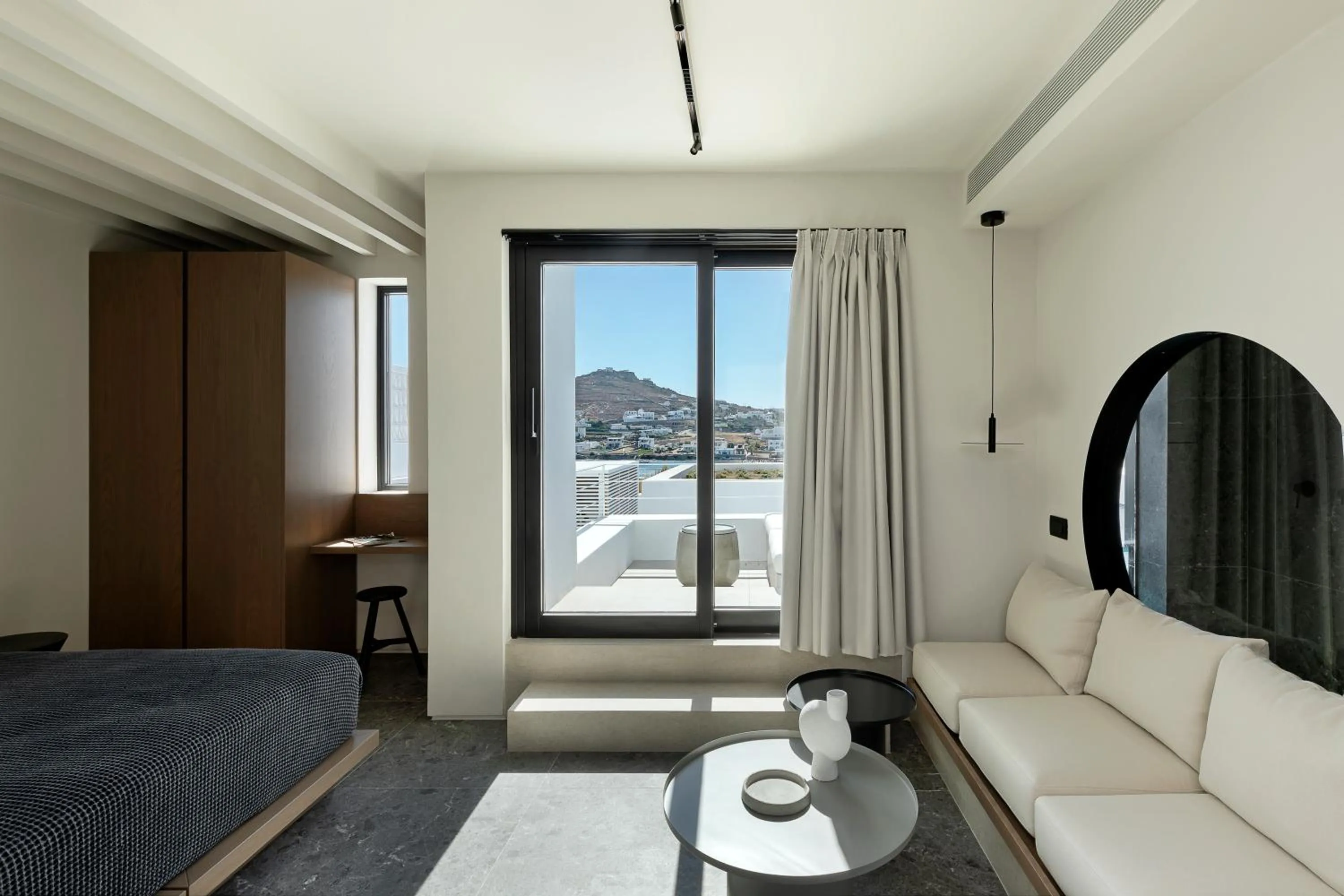 Bedroom, Bed in CUBIC Mykonos Seafront Design Suites