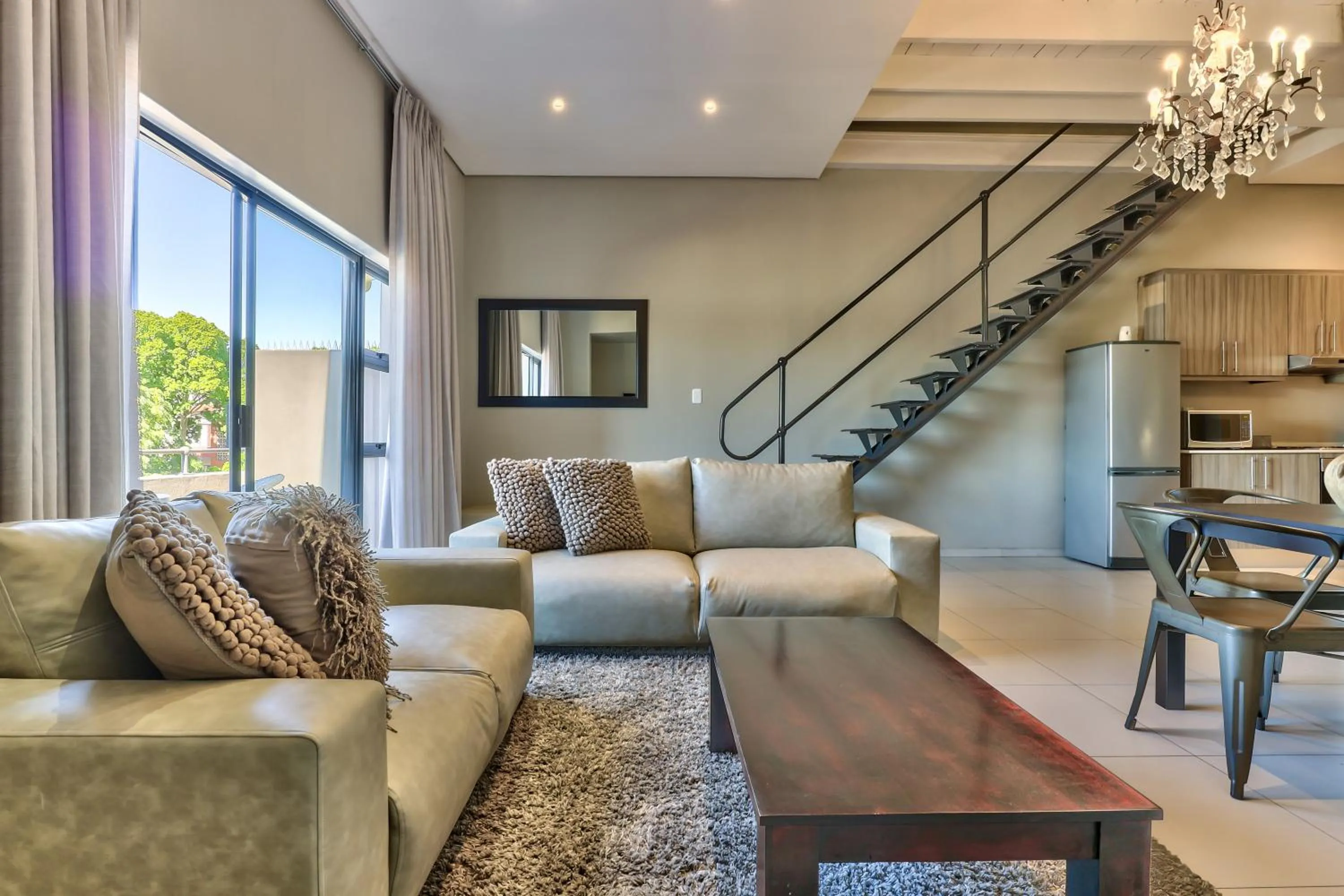 Living room in Heritage Square Apartments